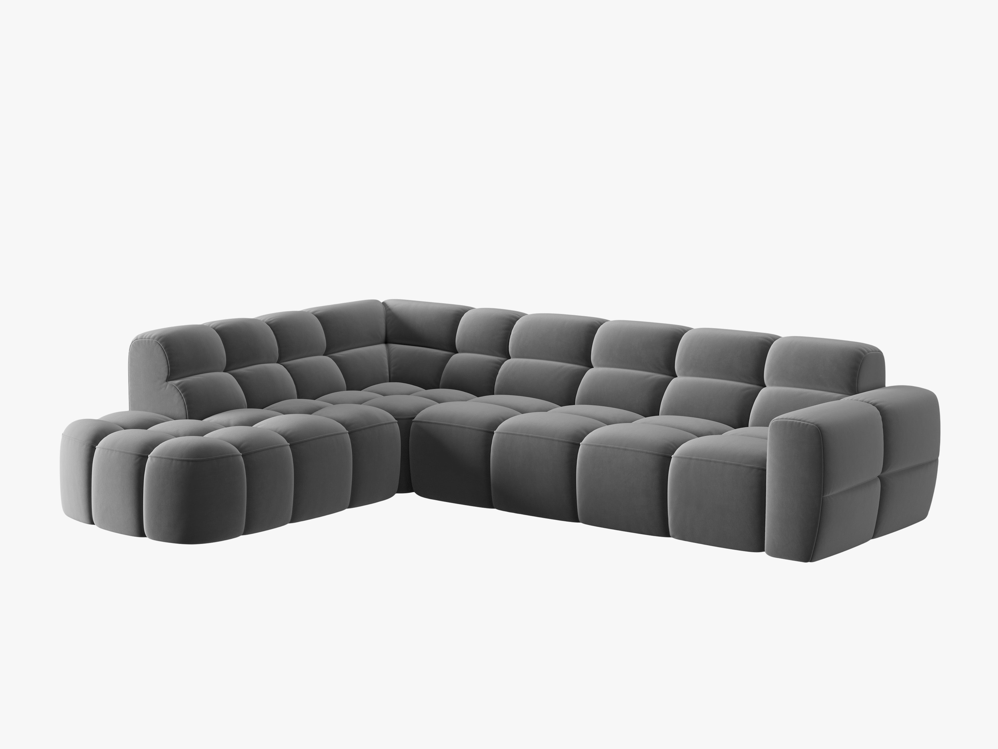Samt-Ecksofa links LISA hellgrau [Monika] [Julia spr]