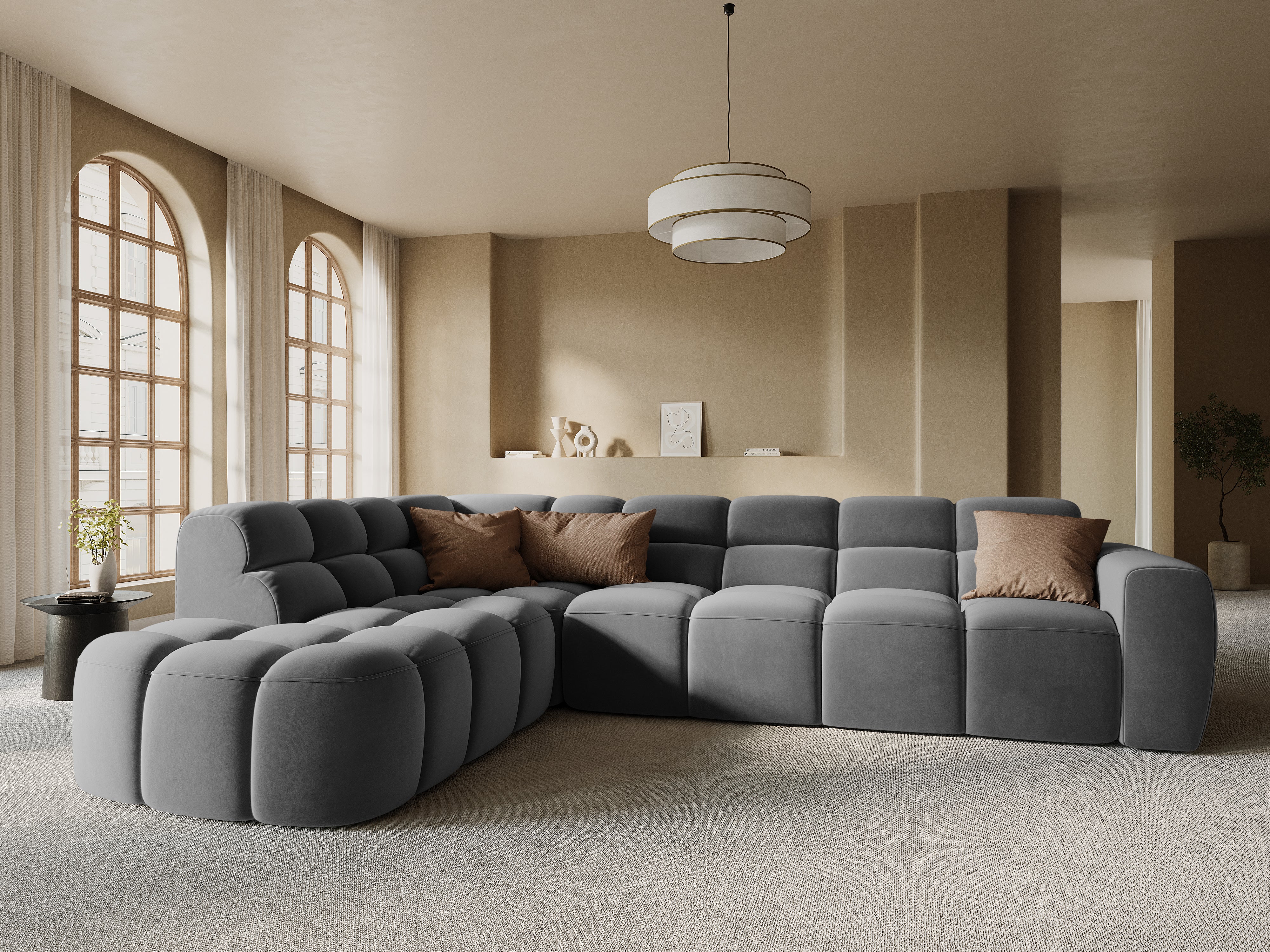 Linksseitiges Ecksofa LISA graues Chenille