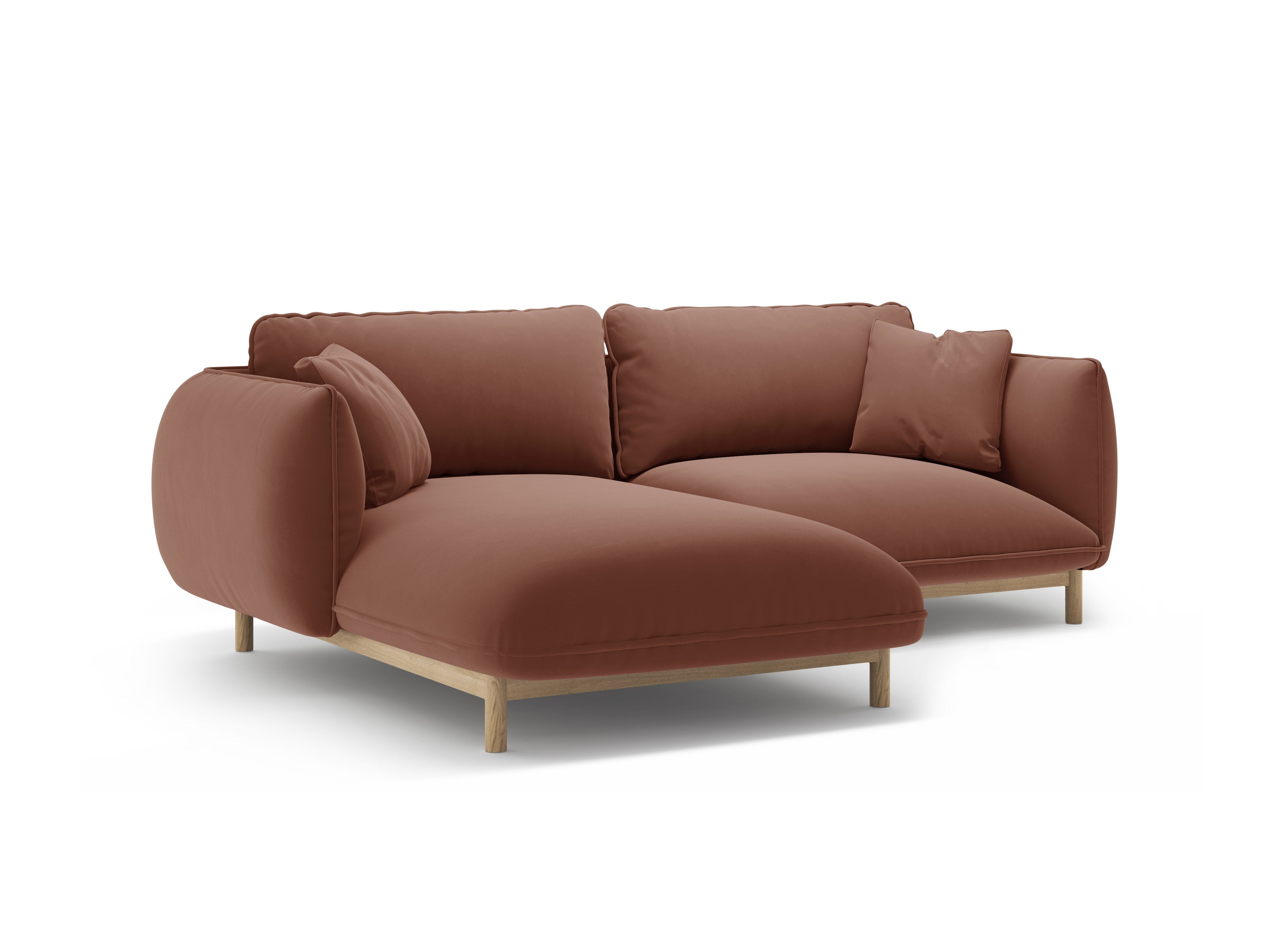 Left-facing velvet corner sofa ADA cuoio