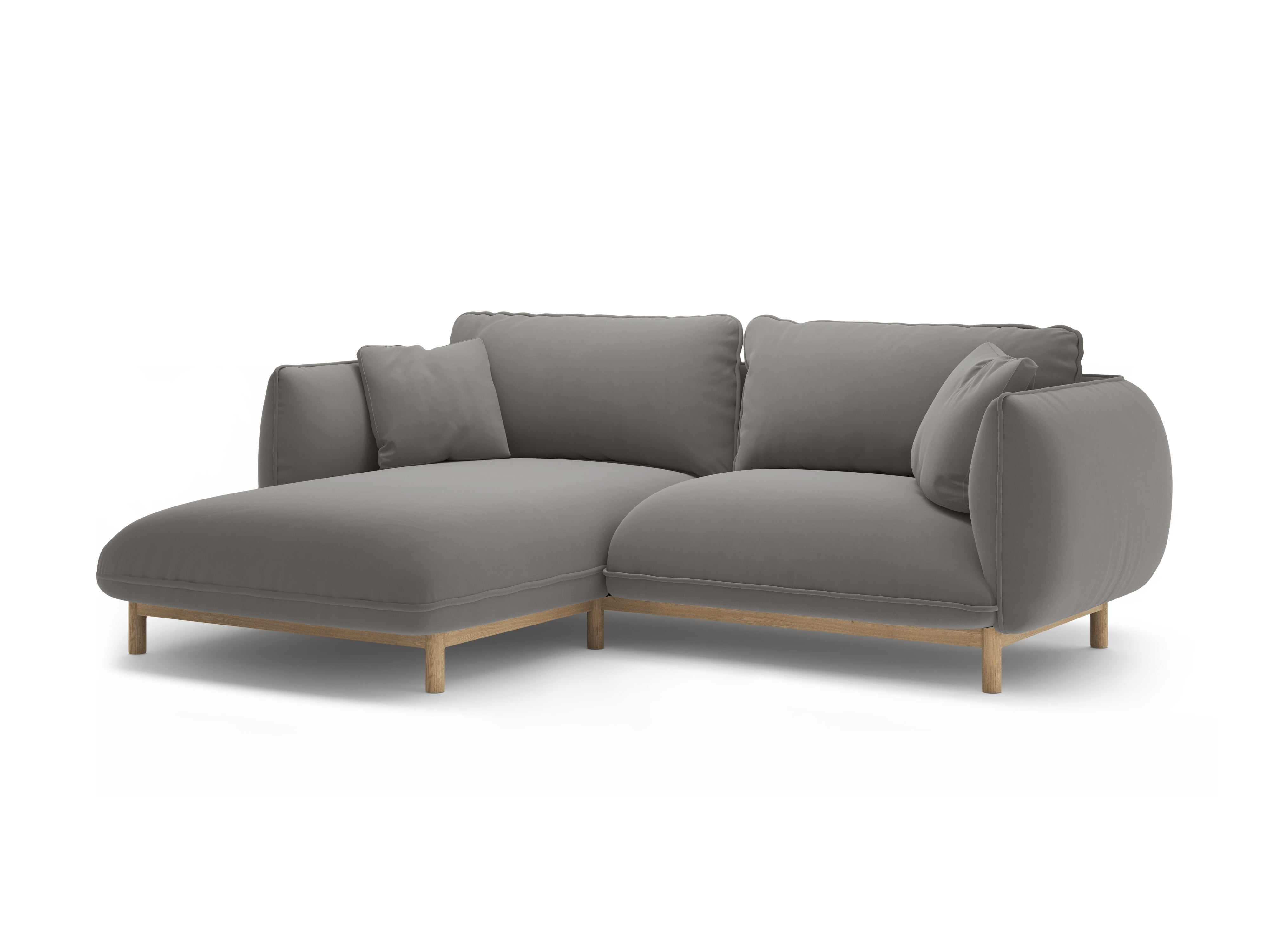 Gray left-sided velvet corner sofa ADA