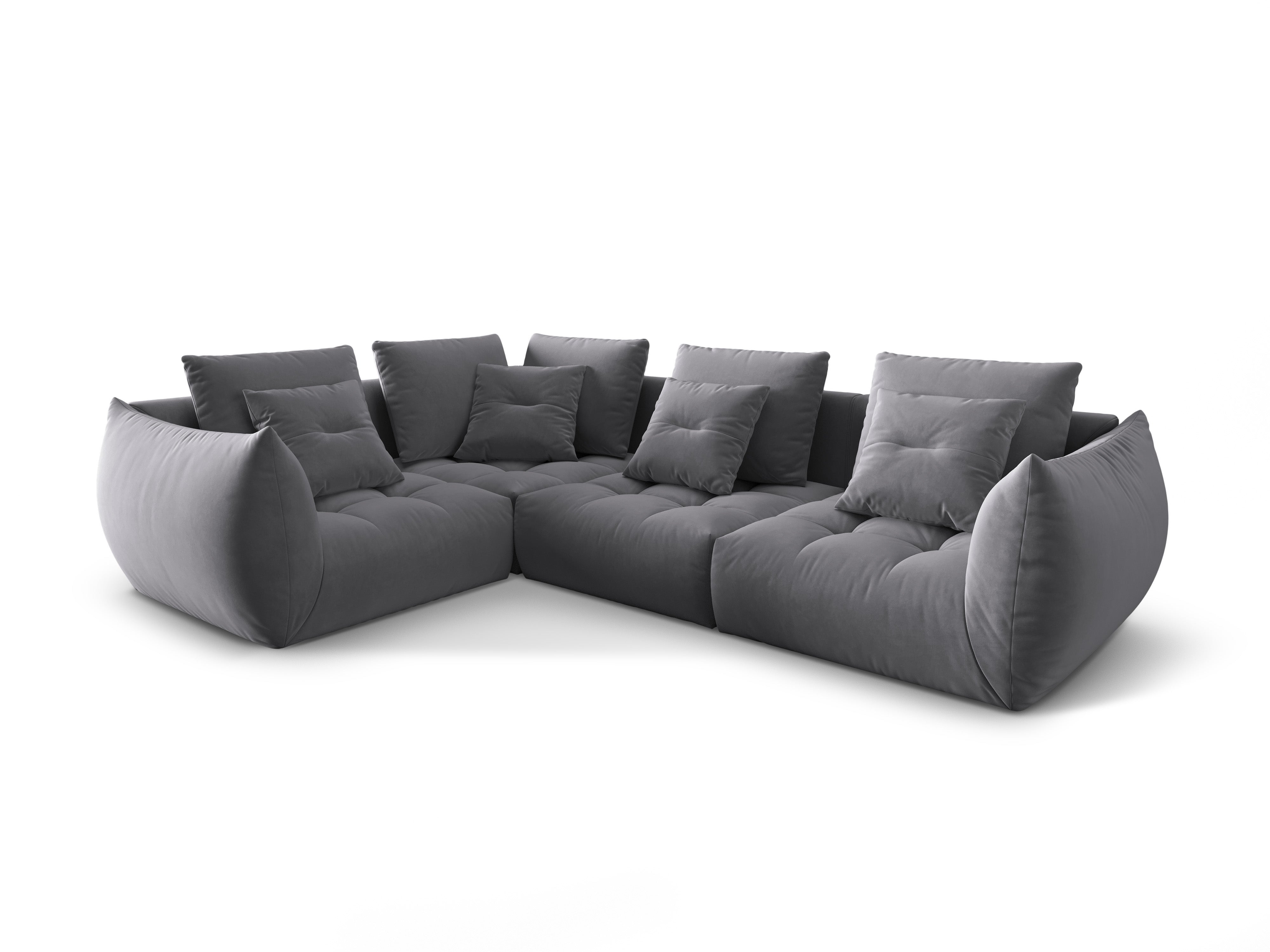 Samt modulares linke Ecksofa, "Bloom", 3 Sitze, Dunkelgrau, 316x216x95
In Europa gemacht