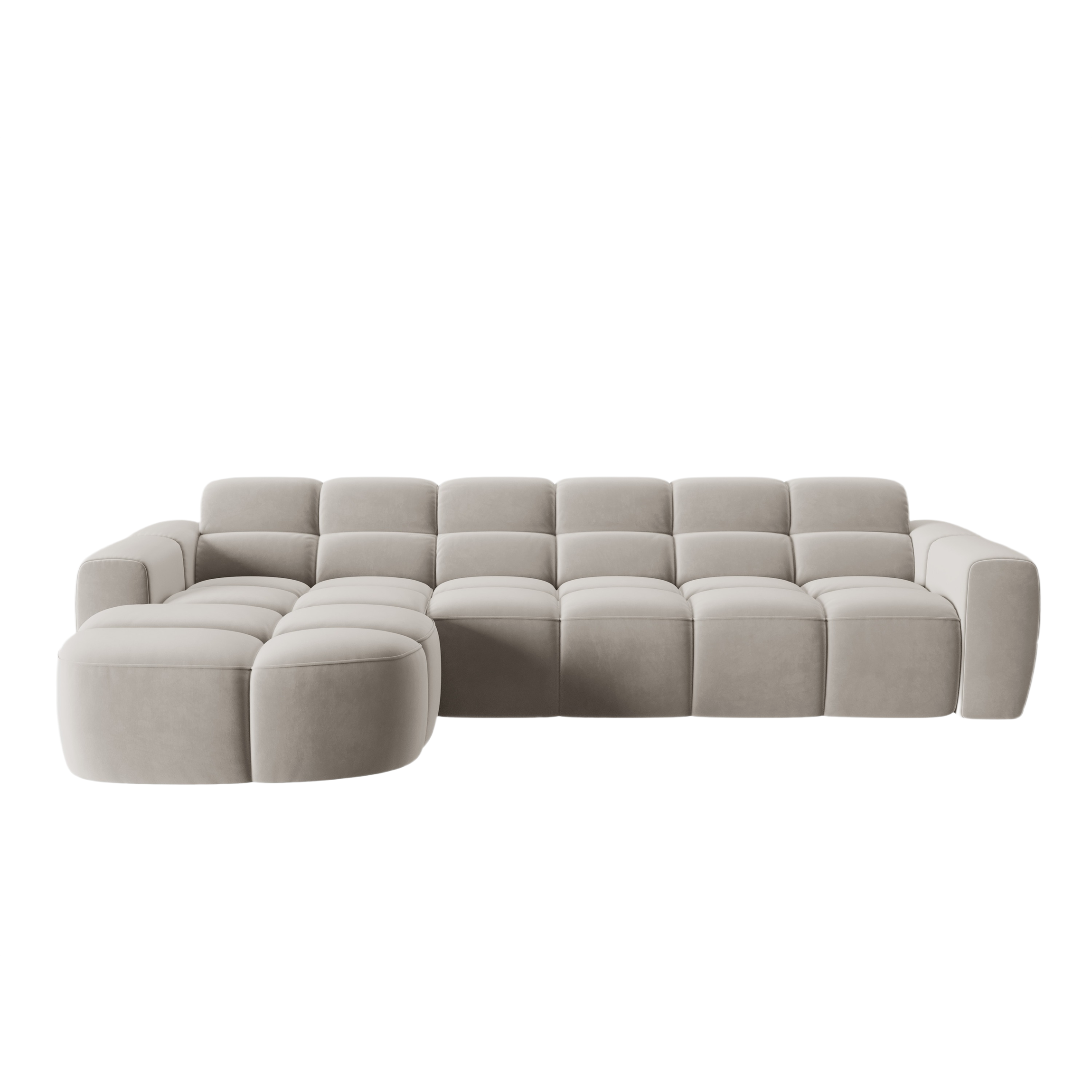 Samt-Ecksofa links LISA hellbeige [Monika]