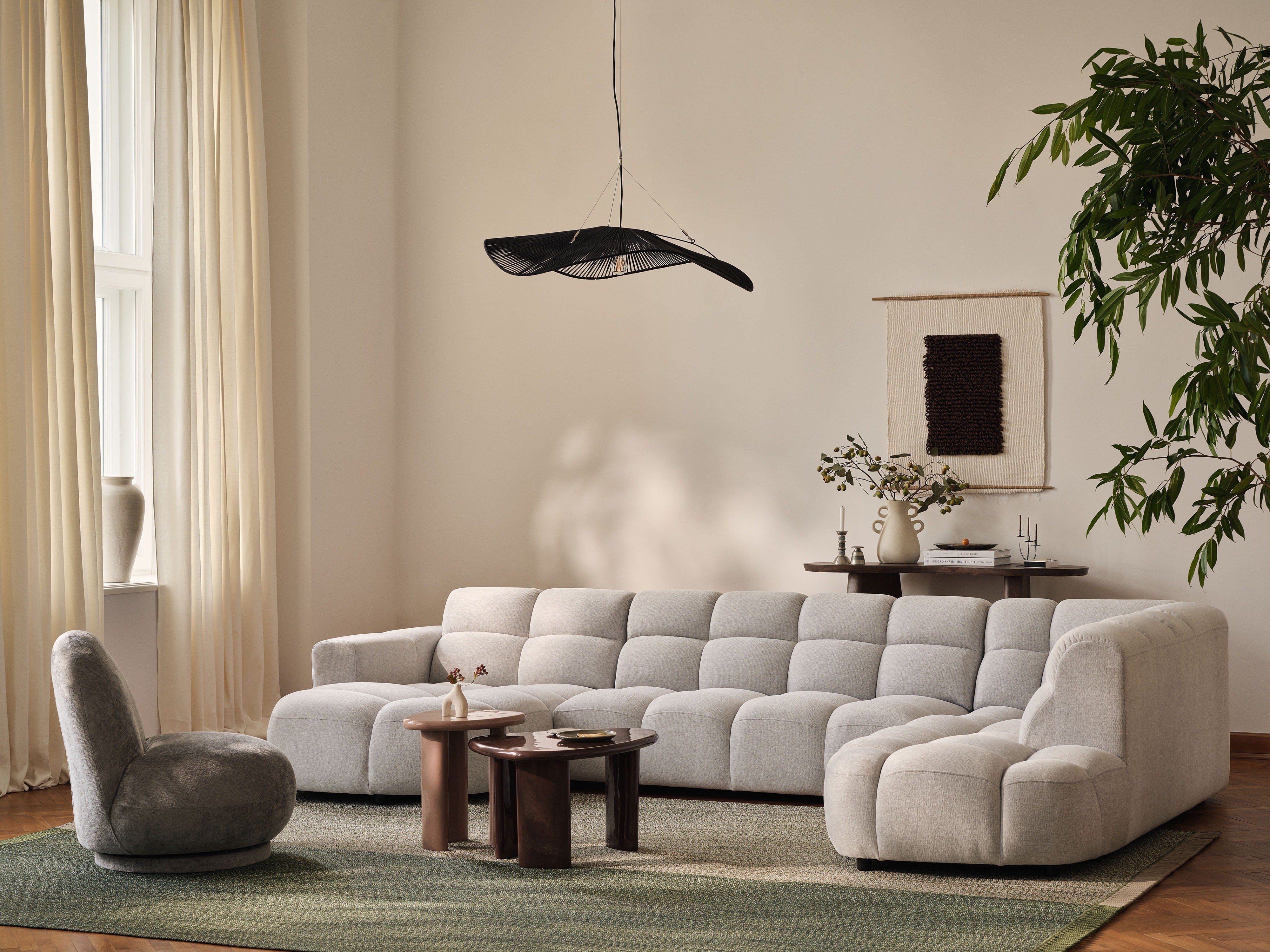 Samt-Ecksofa rechts LISA dunkelgrau [Monika] [Julia spr]
