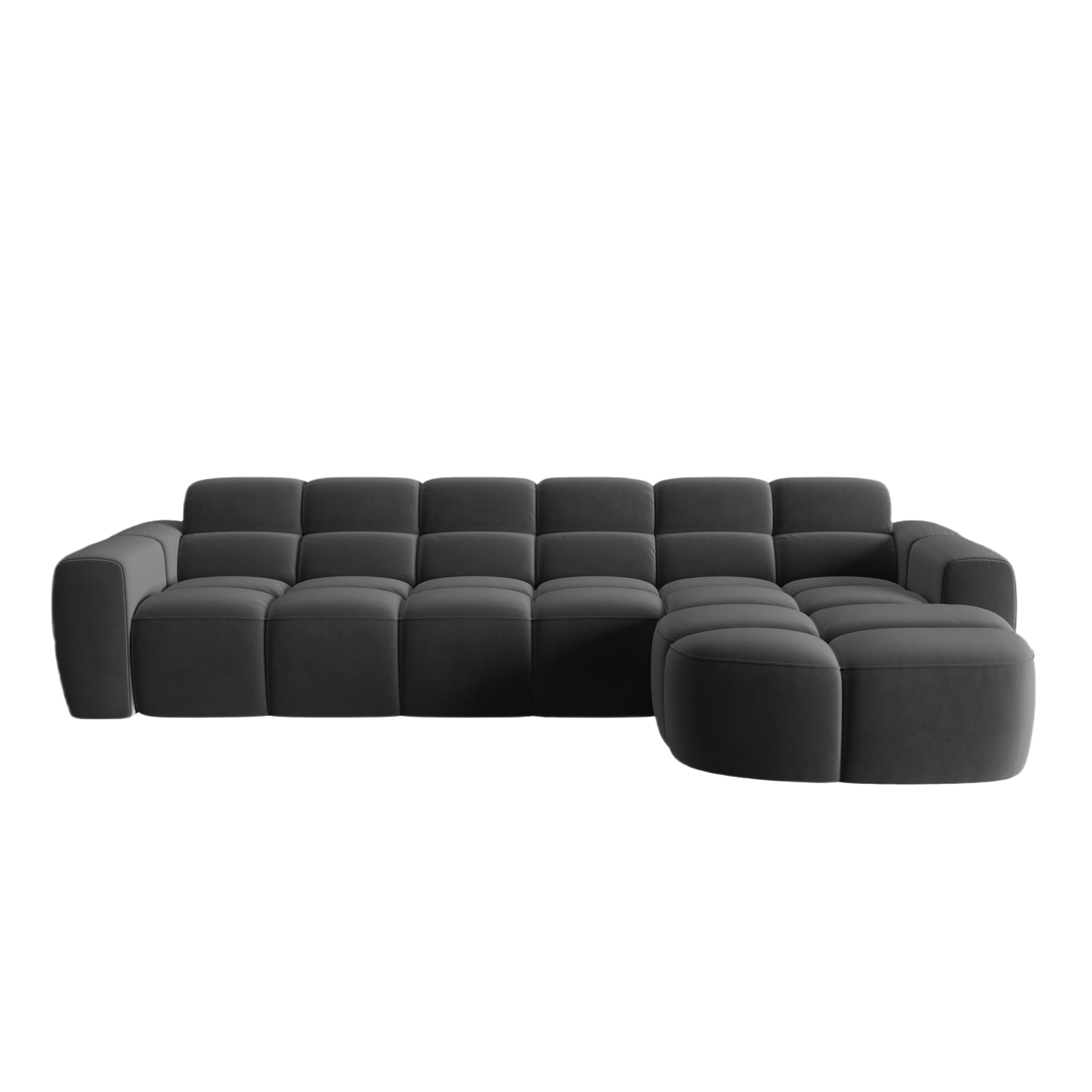 Samt-Ecksofa rechts LISA dunkelgrau [Monika] [Julia spr]