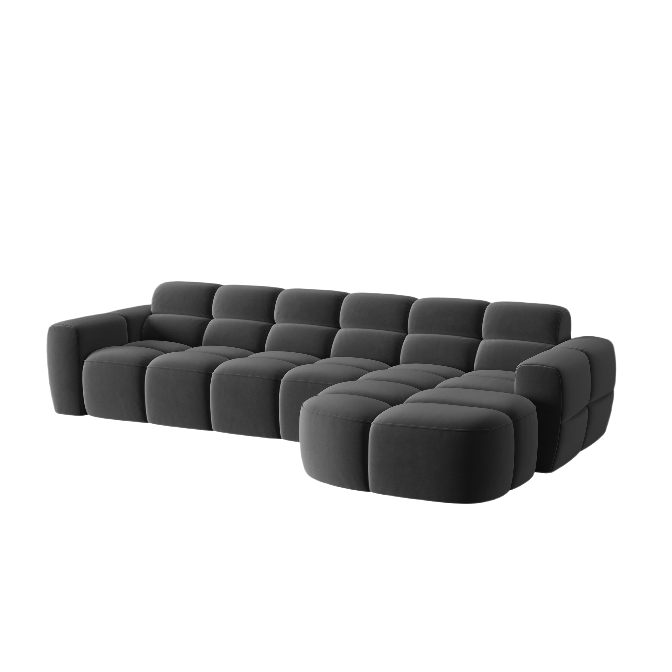 Samt-Ecksofa rechts LISA dunkelgrau [Monika] [Julia spr]
