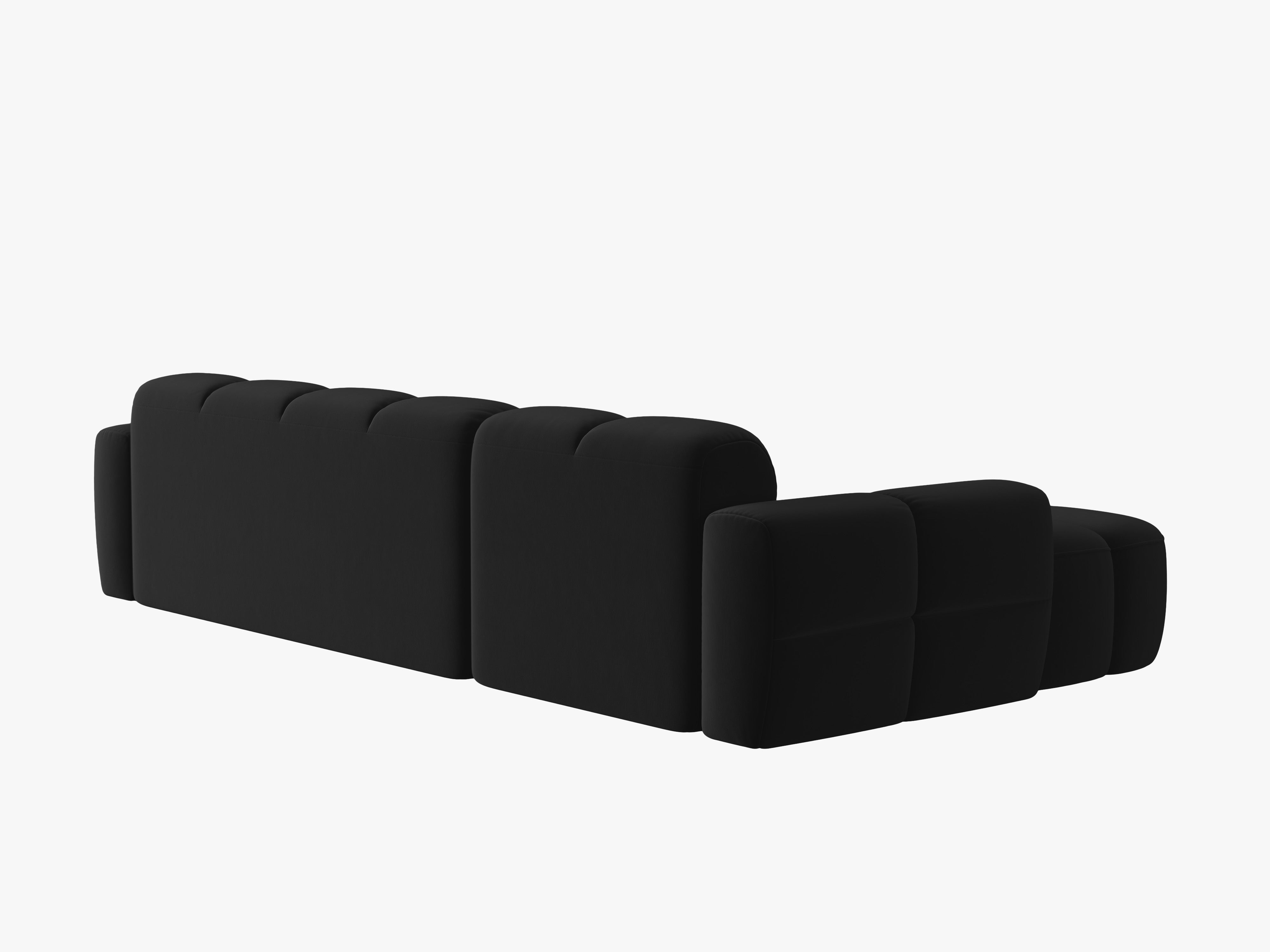 Samt-Ecksofa links LISA schwarz [Monika]