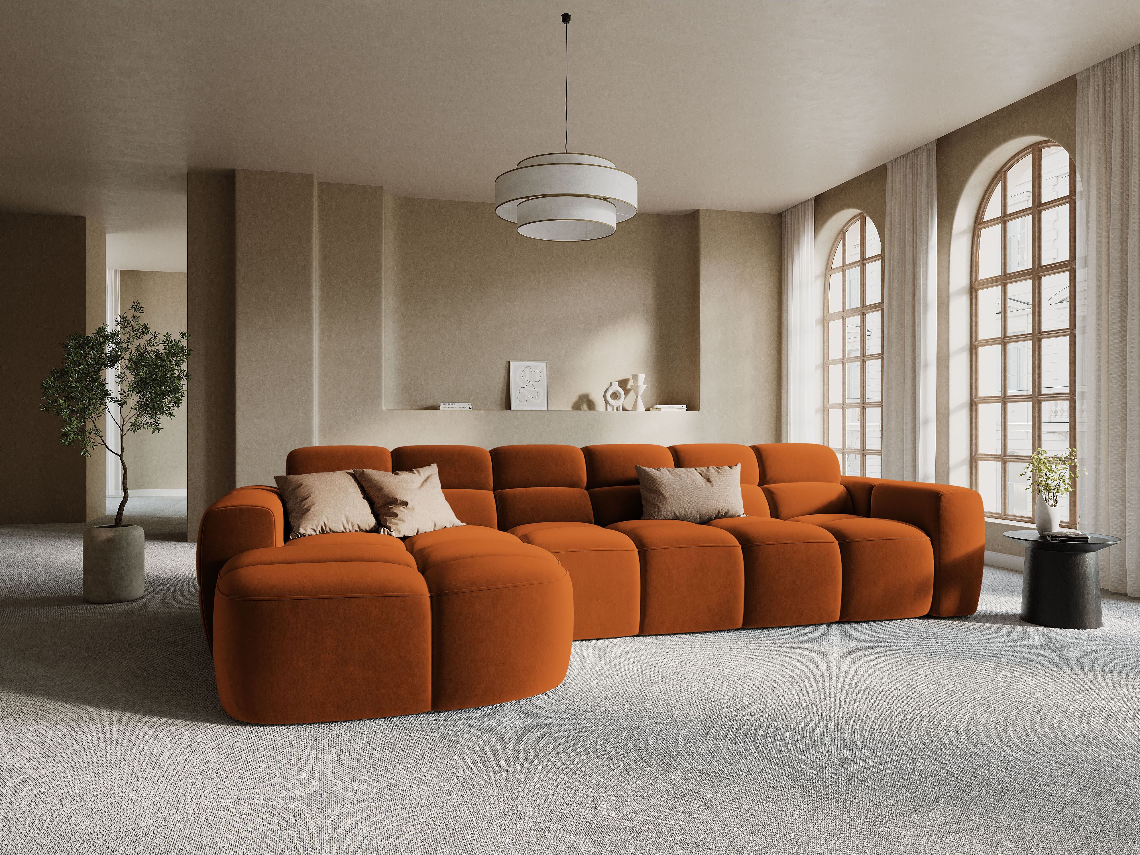 Linksseitige Eckcouch LISA terracotta Chenille [Monika] [Julia spr]