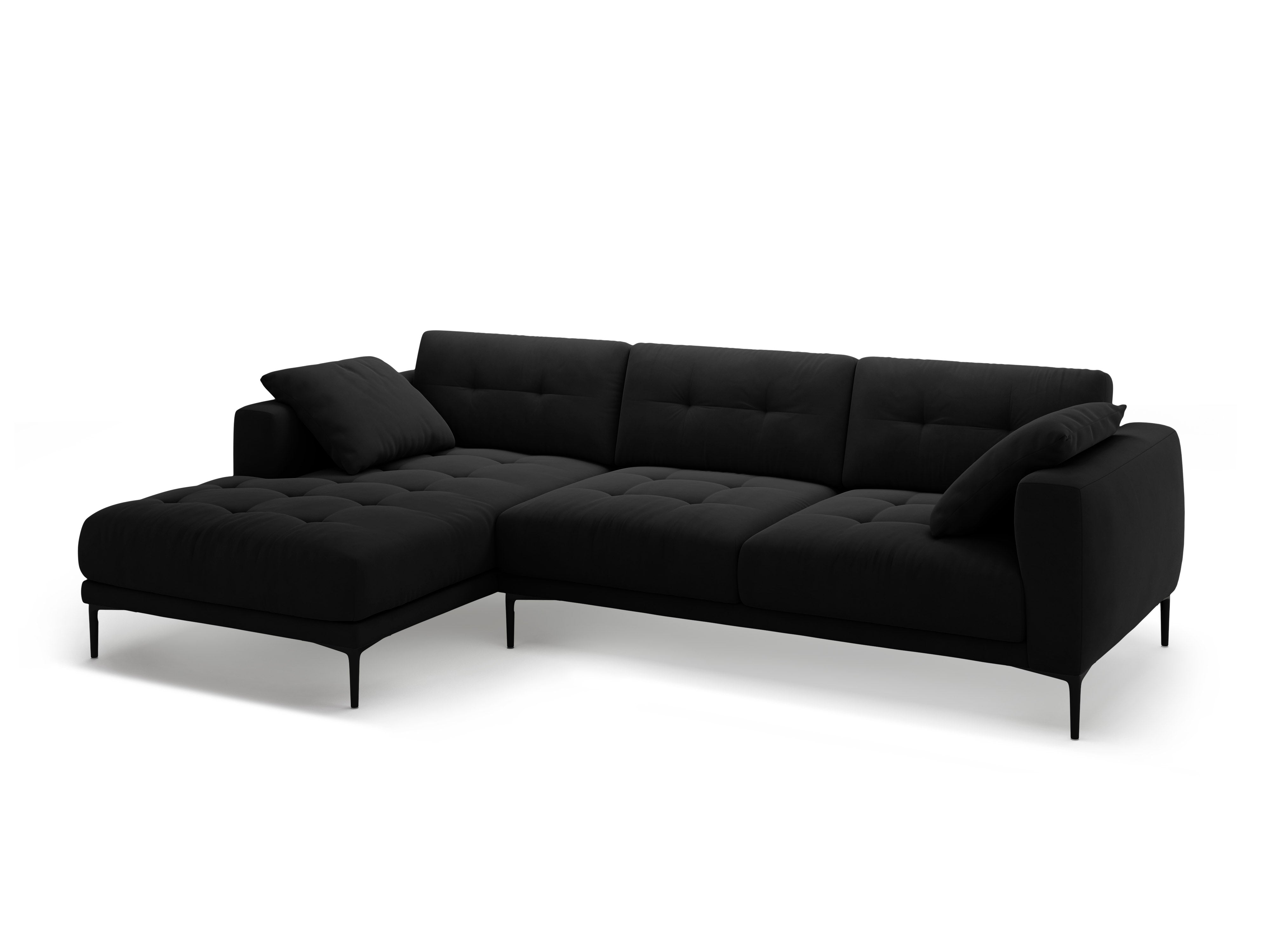 Left-facing velvet corner sofa BEMY black