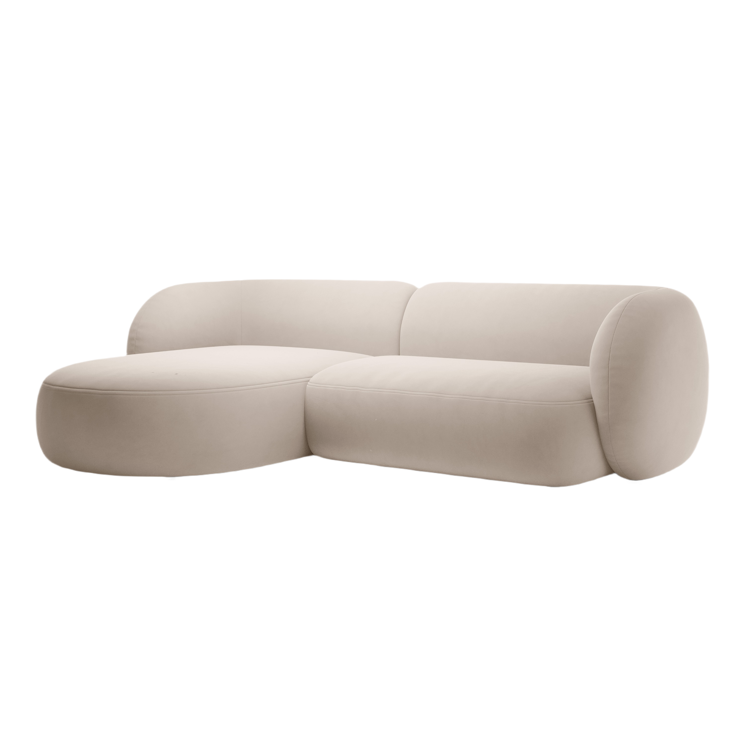 Left-facing velvet corner sofa for 3 people KATE beige