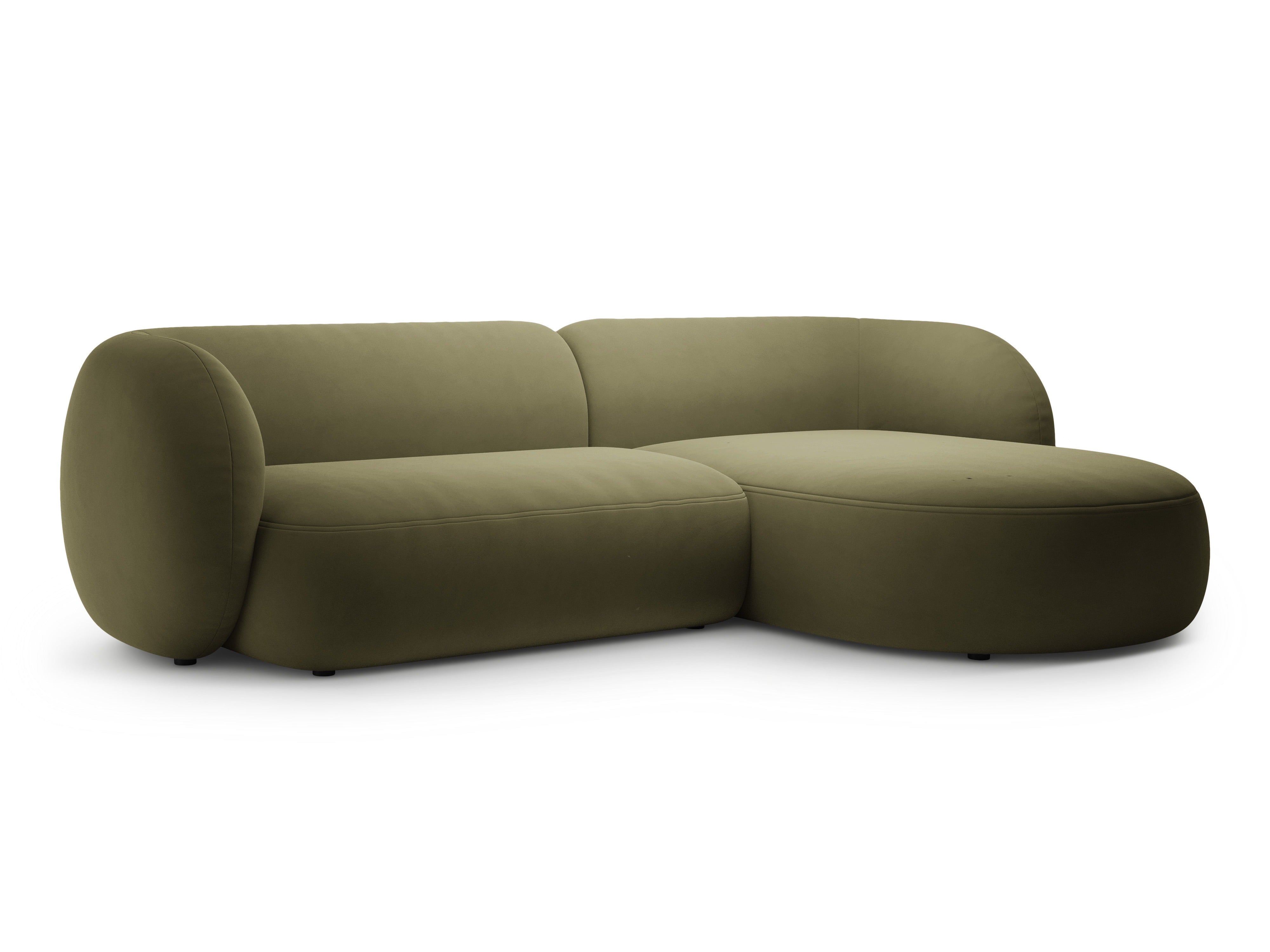 Right-facing velvet corner sofa for 3 people KATE green