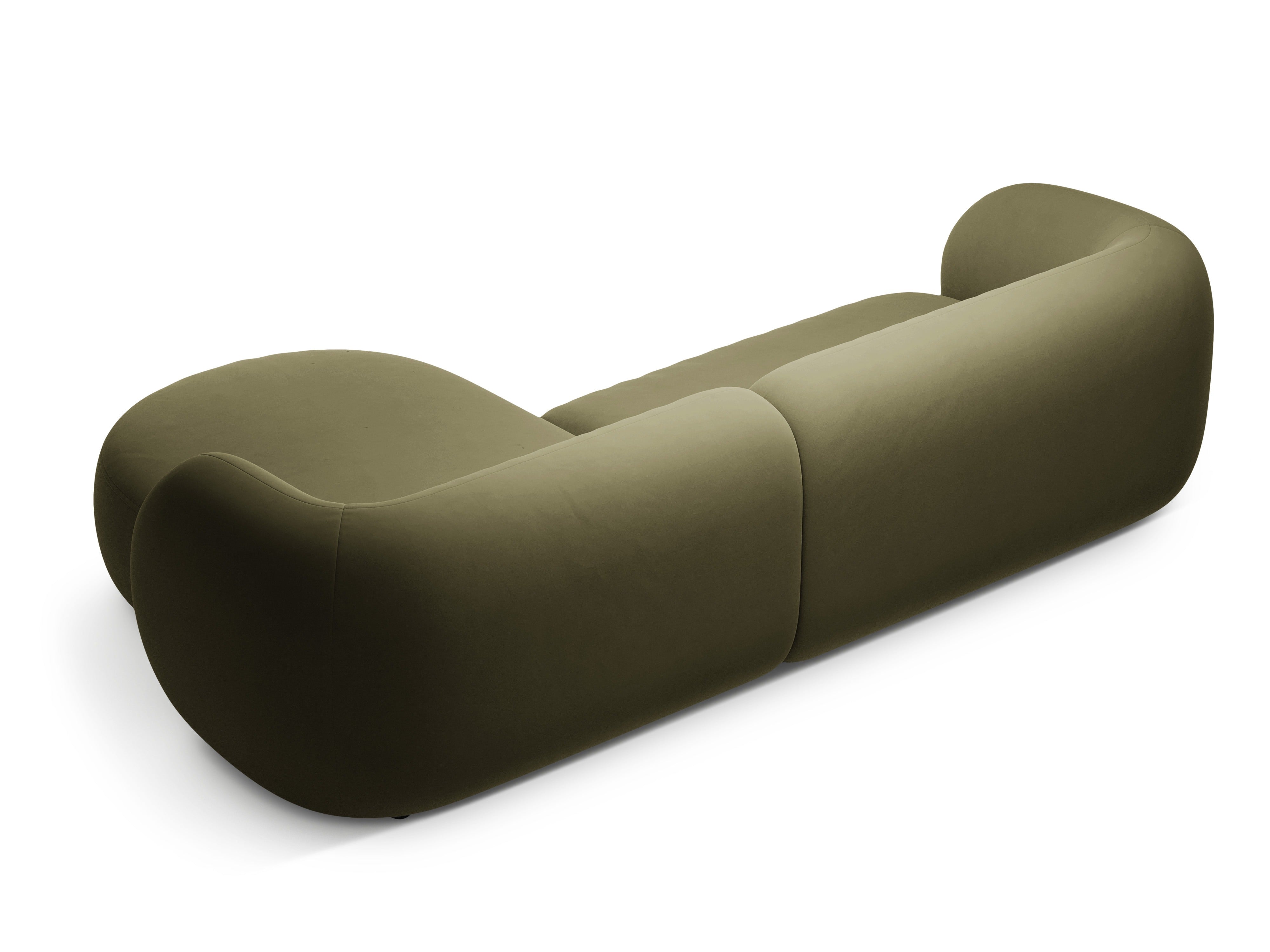 Right-facing velvet corner sofa for 3 people KATE green