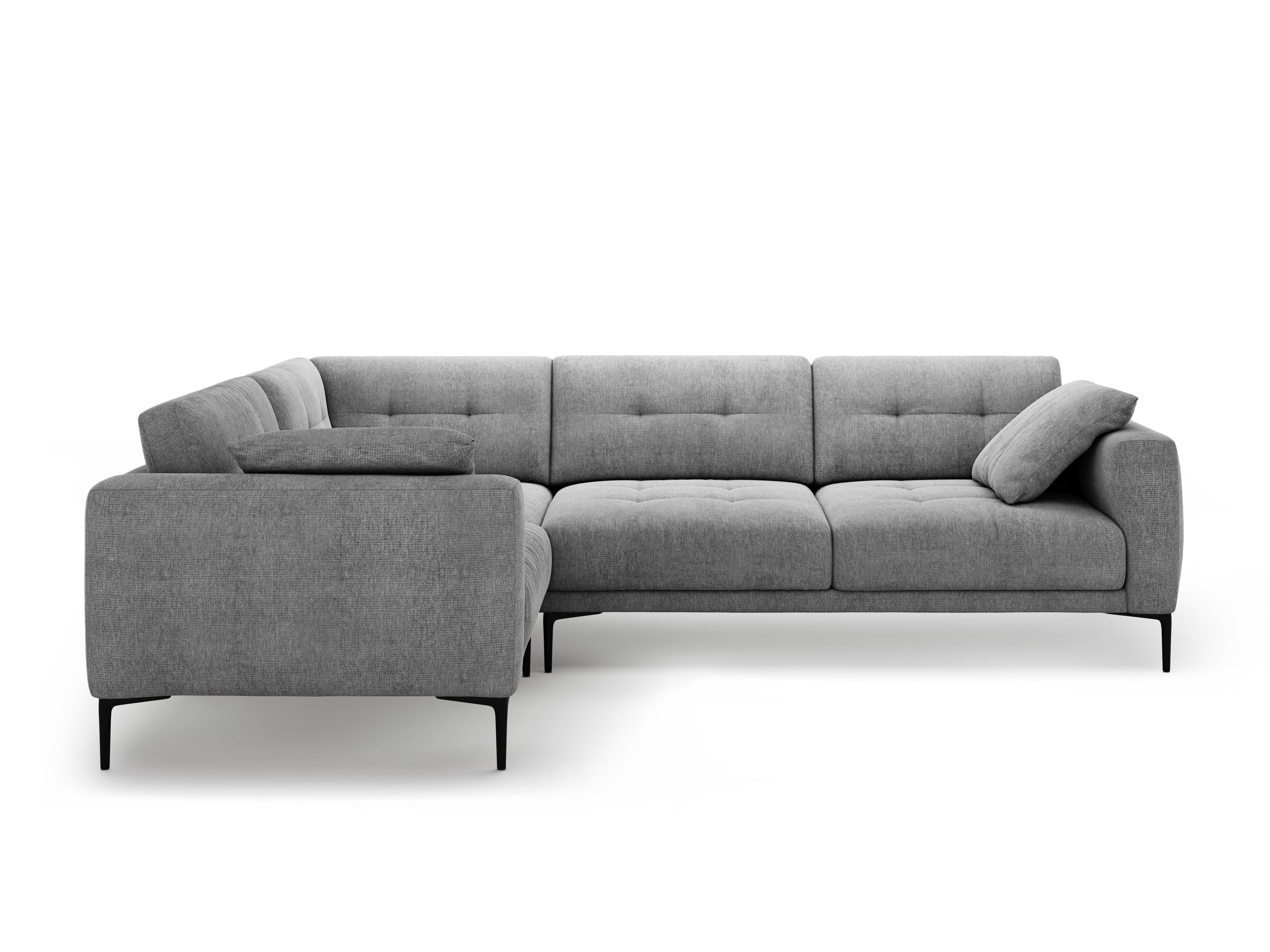 Left-facing L-shaped corner sofa BEMY gray chenille