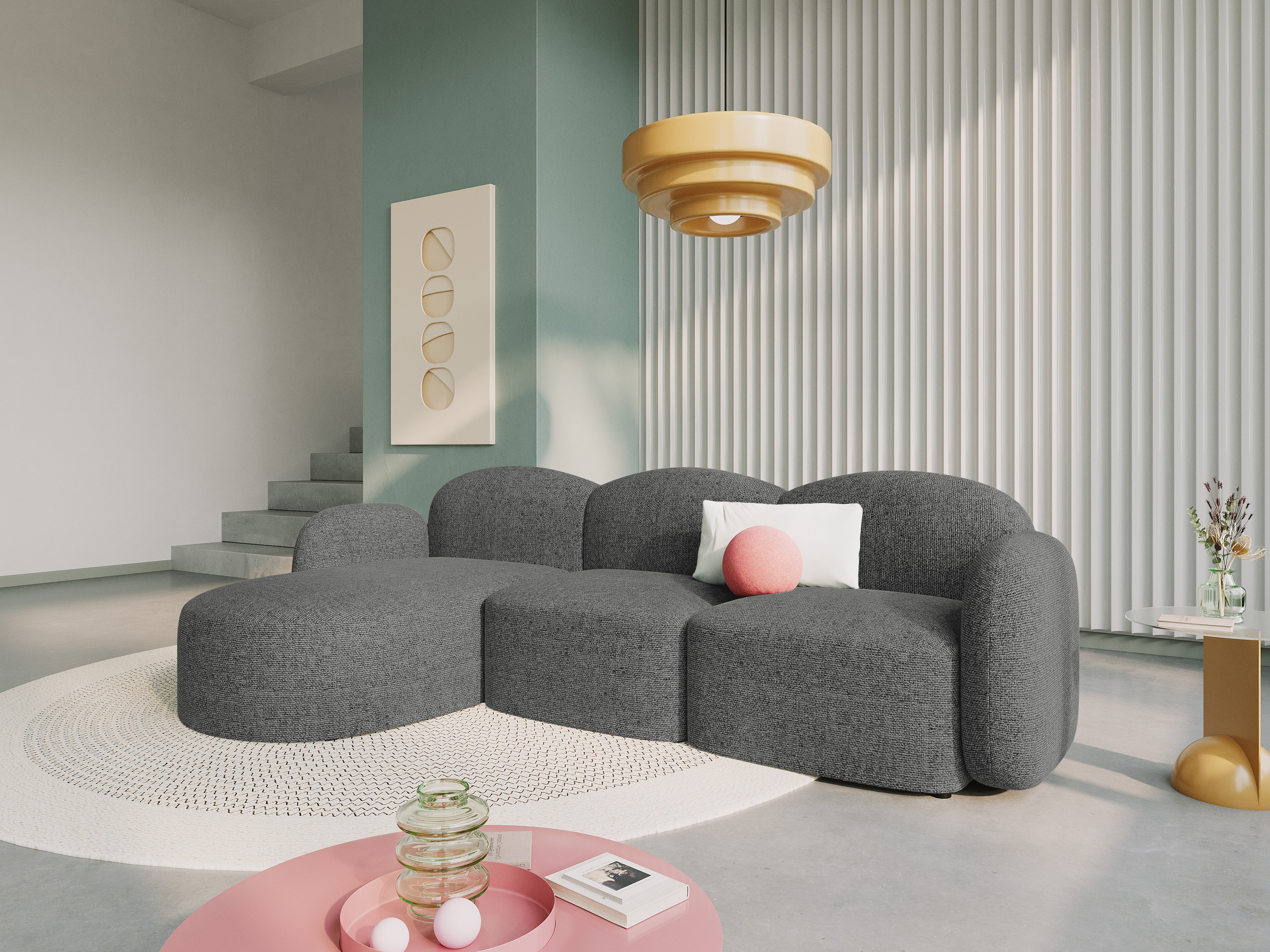 Narożnik lewostronny 5-osobowy BLAIR szenil ciemnoszary melanż Micadoni    Eye on Design