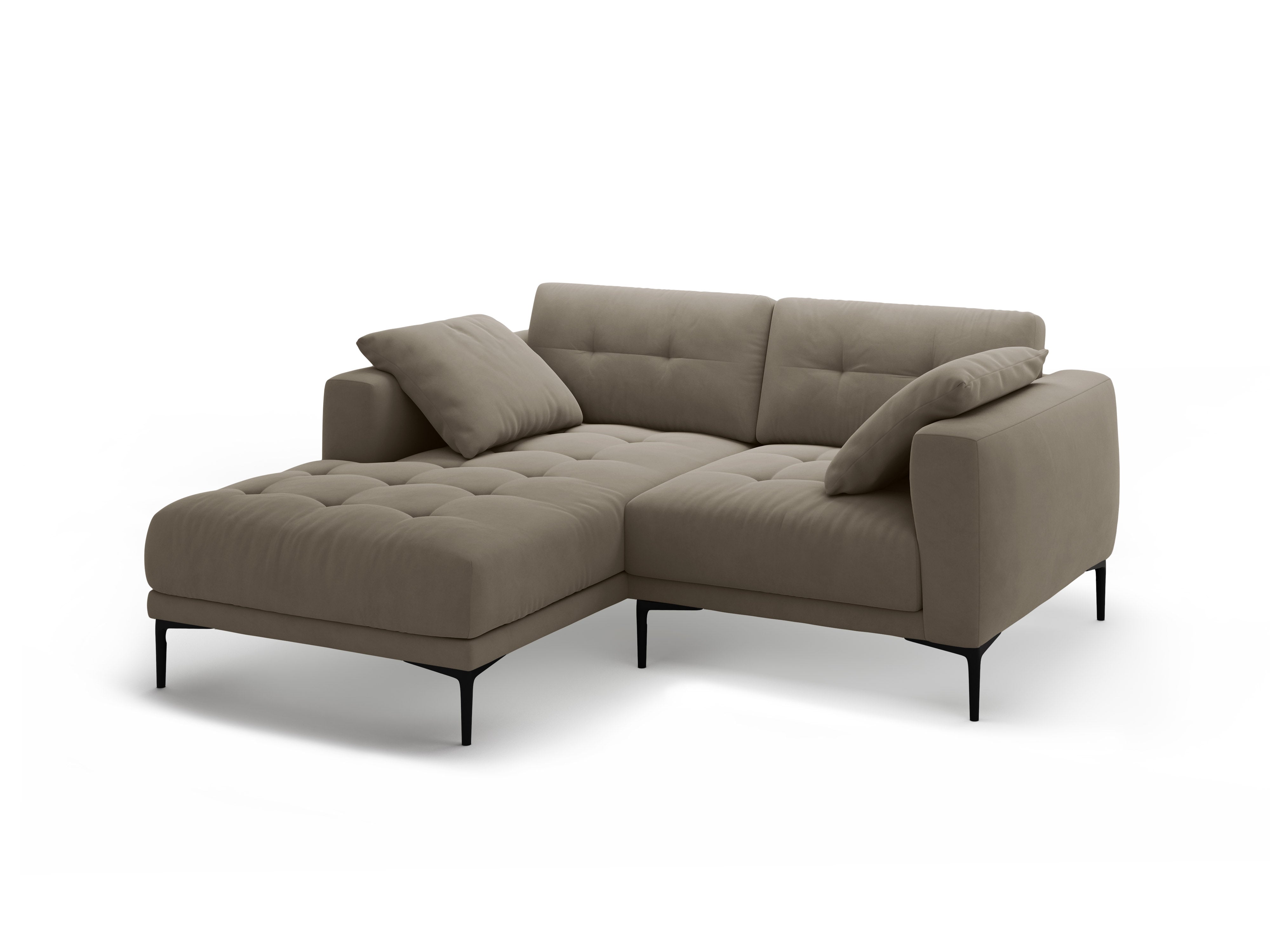 Left-facing velvet corner sofa BEMY in gray-brown