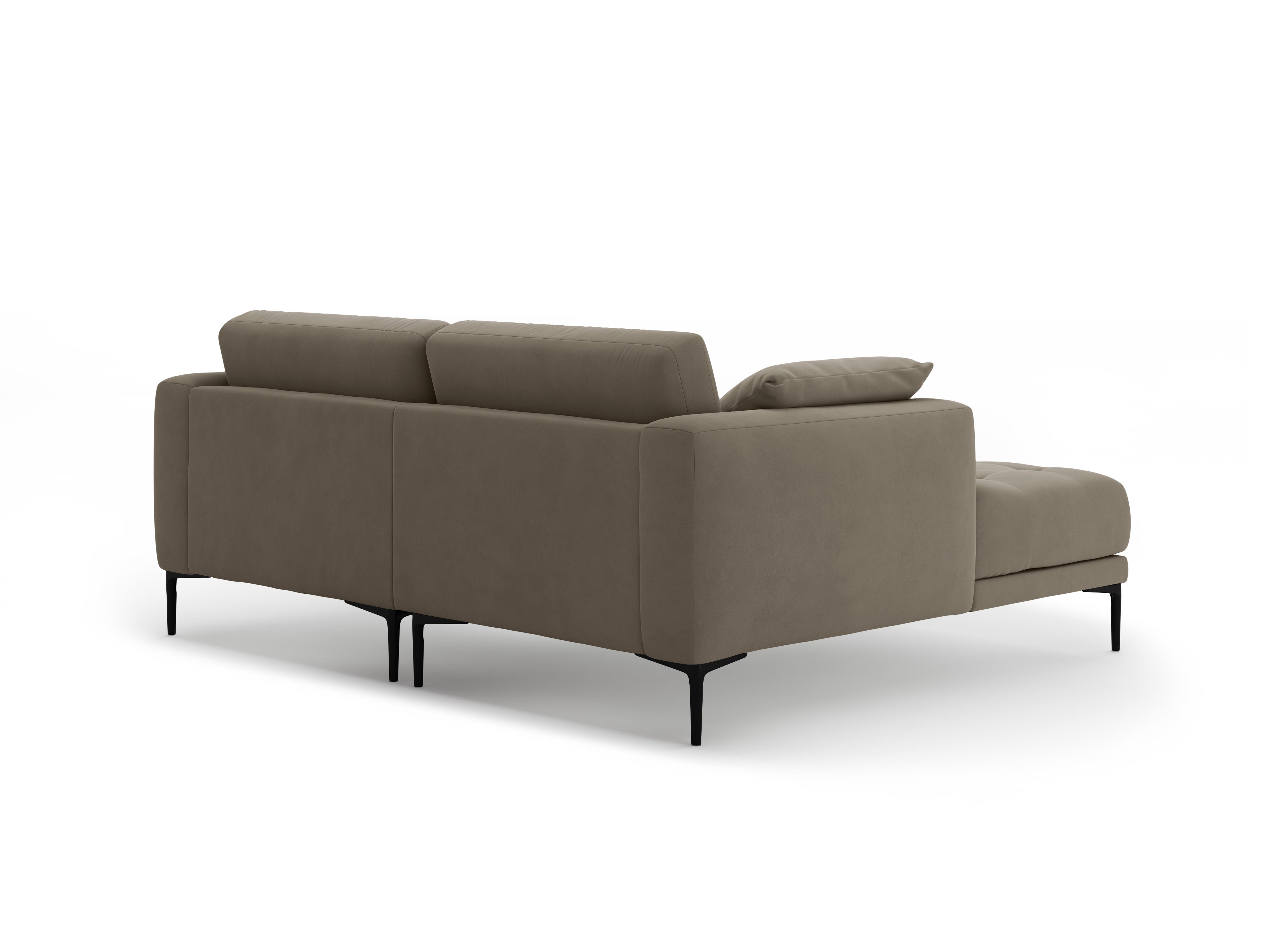 Left-facing velvet corner sofa BEMY in gray-brown