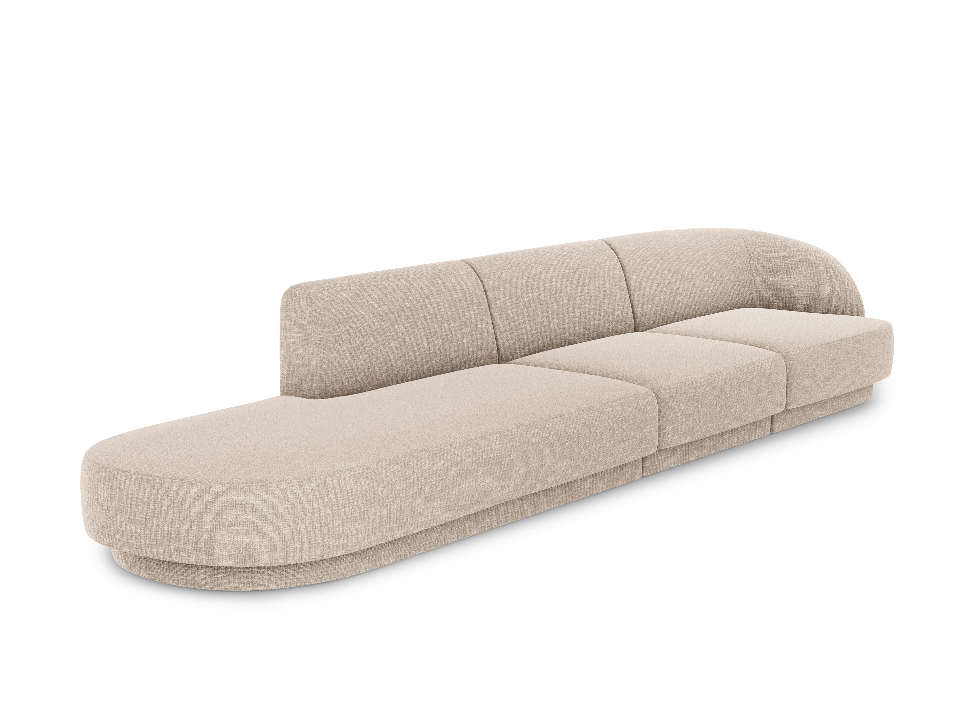Sofa lewostronna 4-osobowa w tkaninie szenilowej otwarta MILEY beżowy Micadoni    Eye on Design