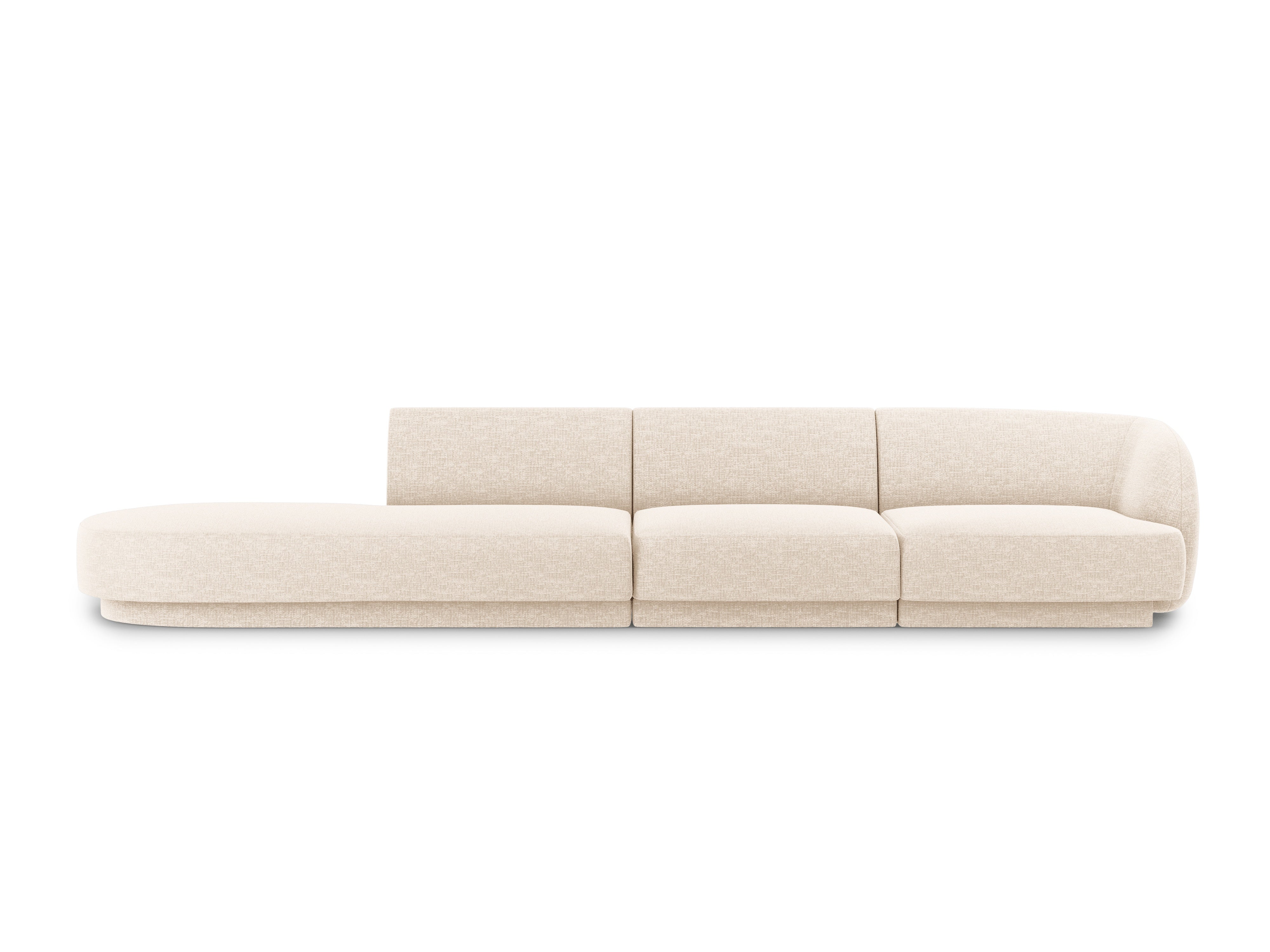 Open left-sided 4-seater sofa MILEY ivory chenille