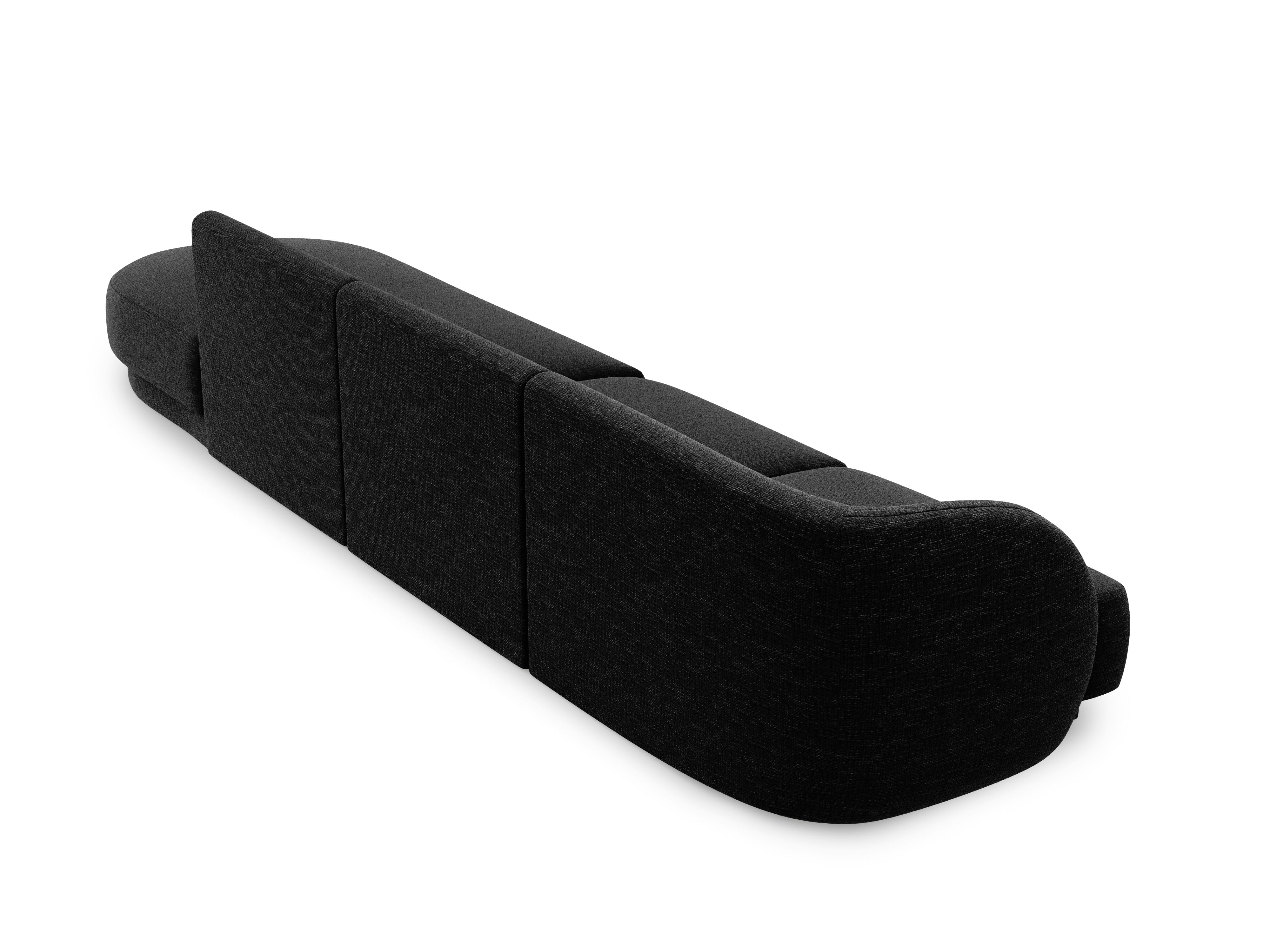 Open right-sided 4-seater sofa MILEY black chenille