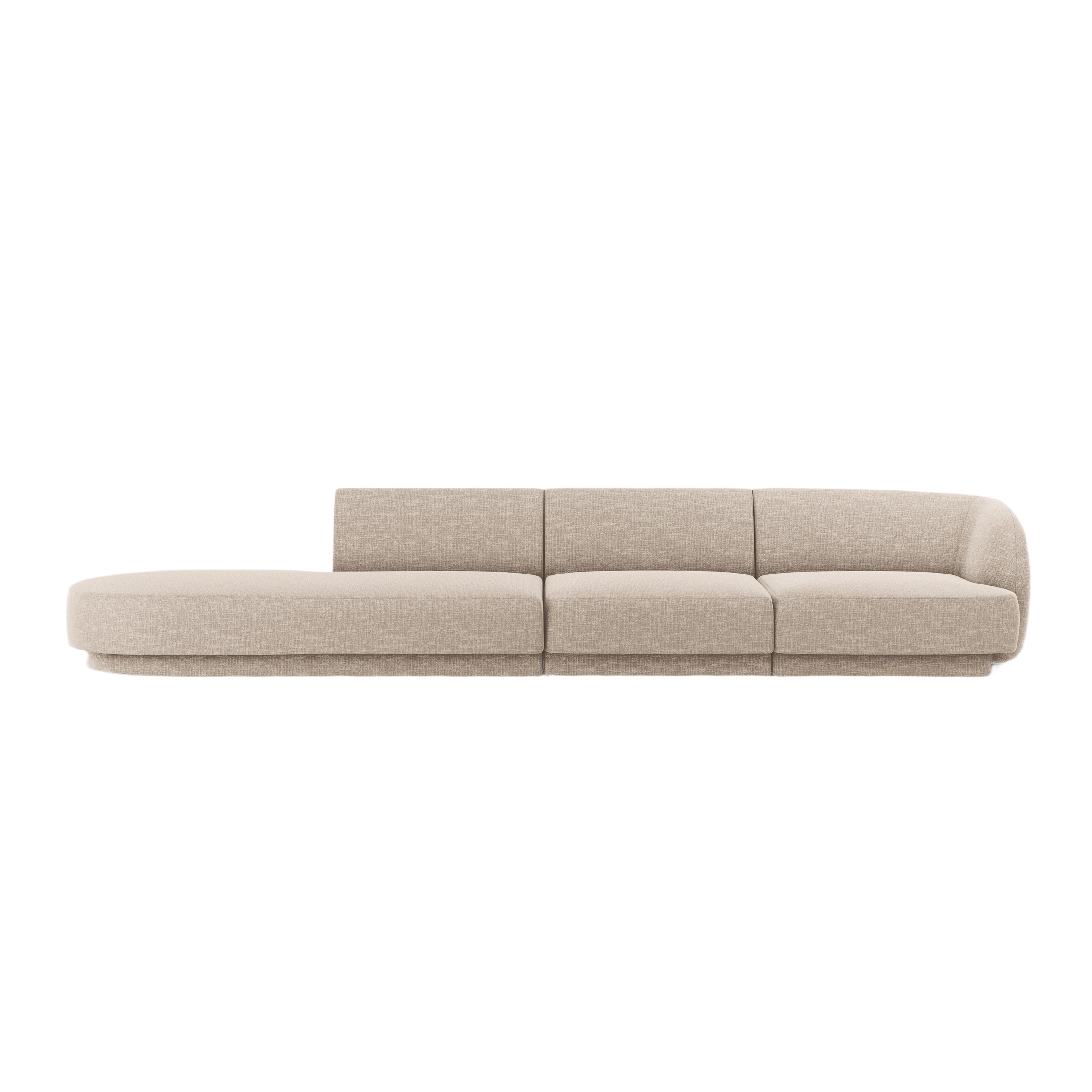Left-facing 4-seater open sofa MILEY beige silky chenille [Monika corrected]