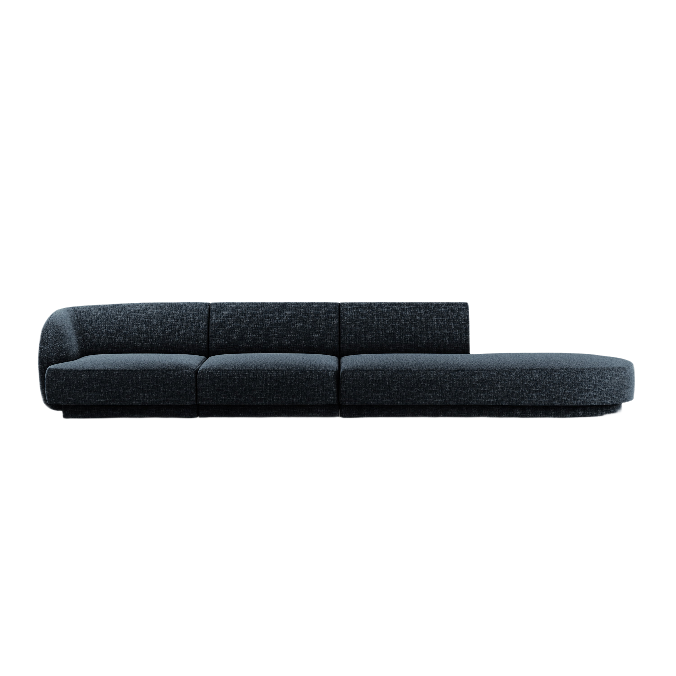 Right-facing 4-seater open sofa MILEY navy blue silky chenille [Monika corrected]