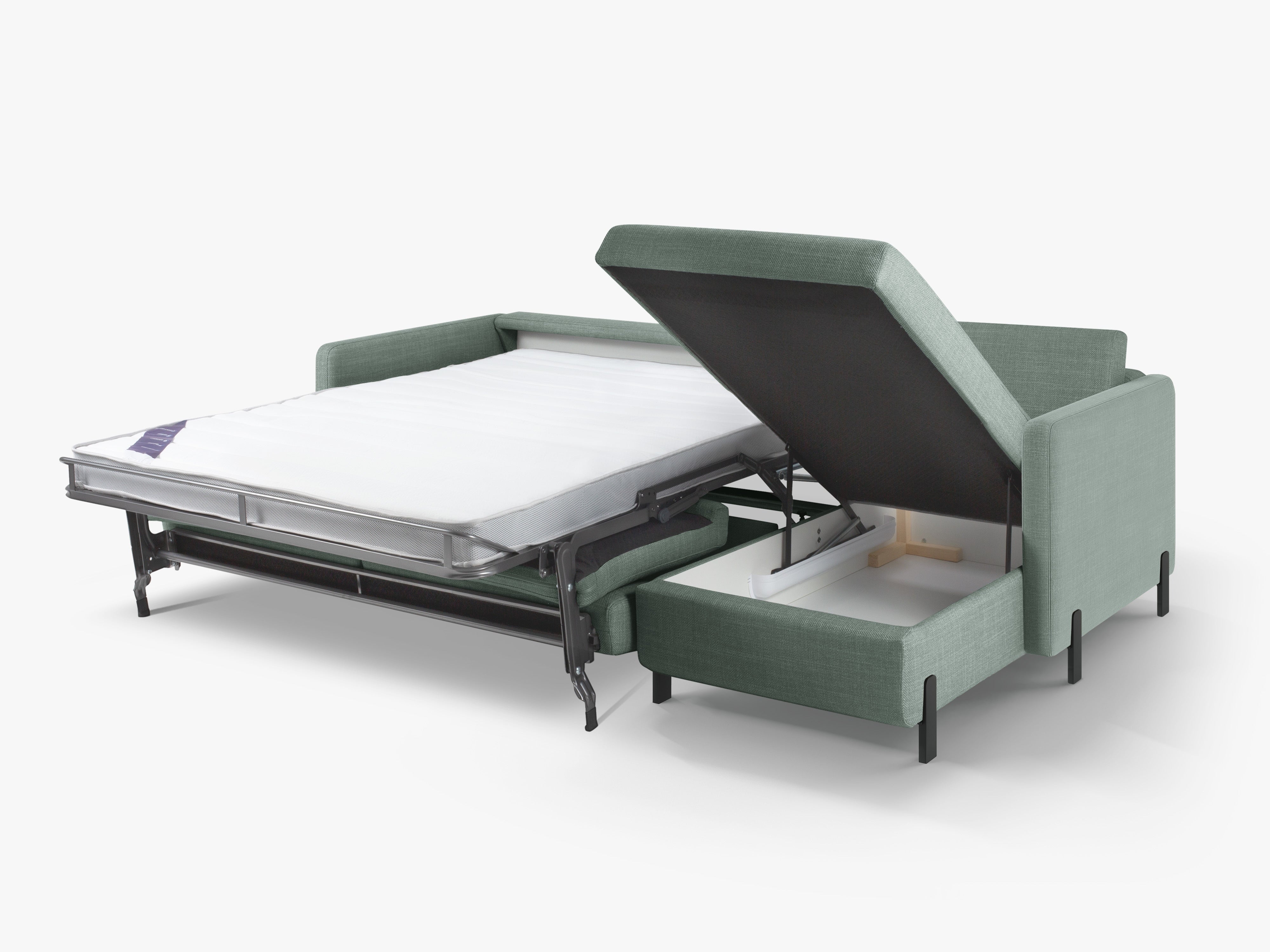 Right Corner Sofa with Bed Function and Box, "Gloria", 5 Seats, Mint, 280x170x80
Made in Europe