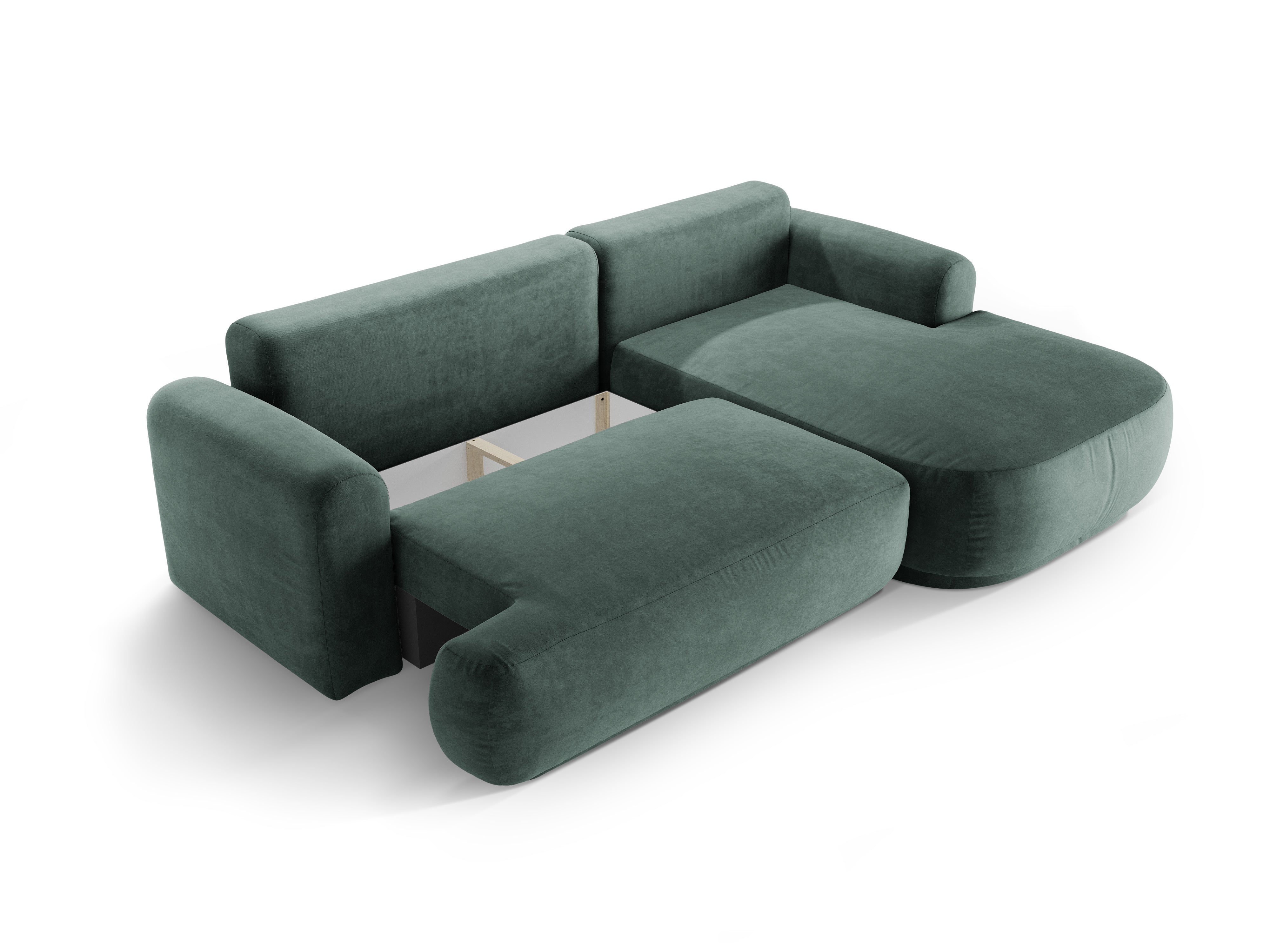 Right -sided velvet corner with Ella Petrol sleeping function