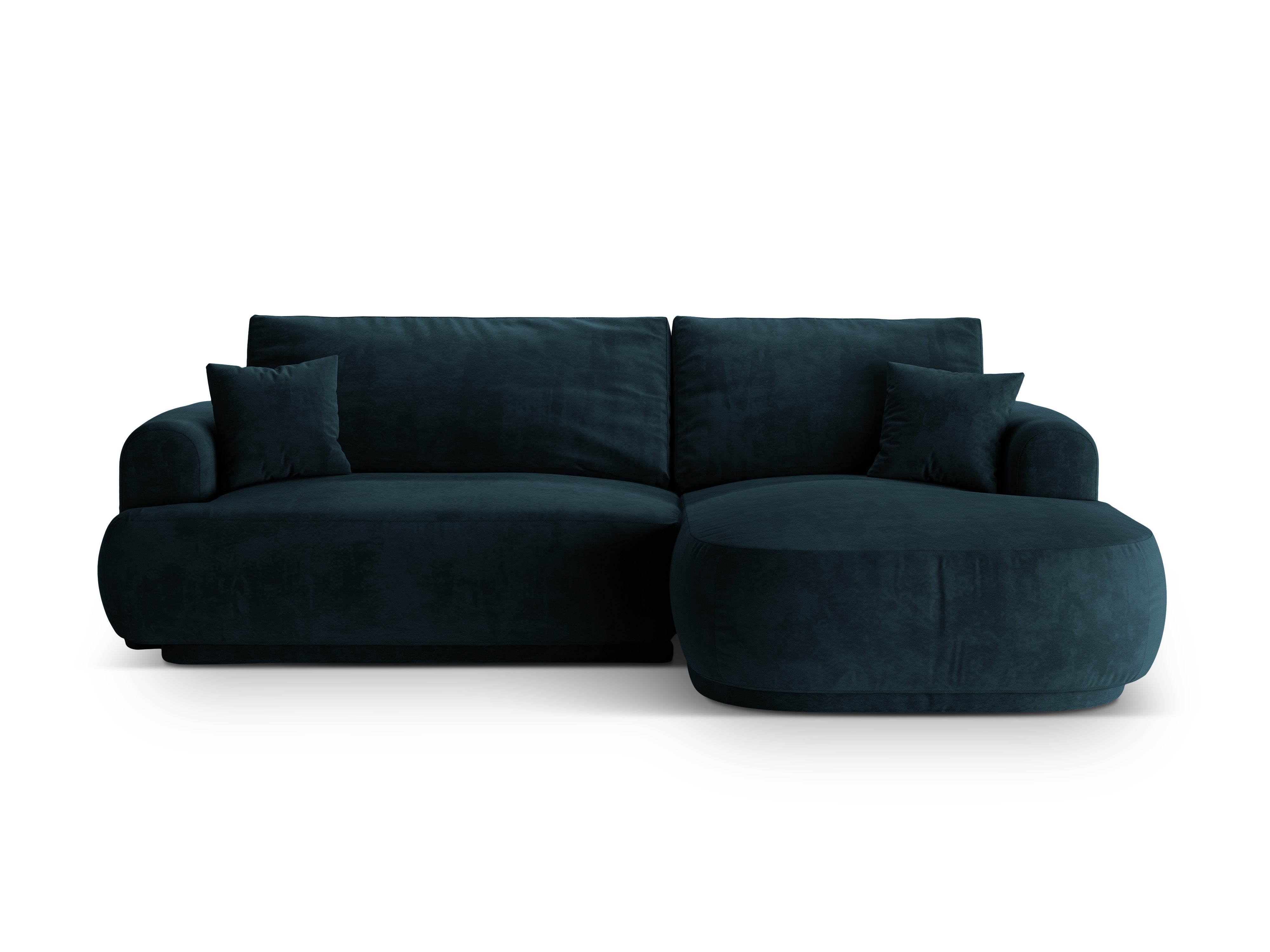 Velvet right -sided corner with sleeping function Ella Petrol navy blue
