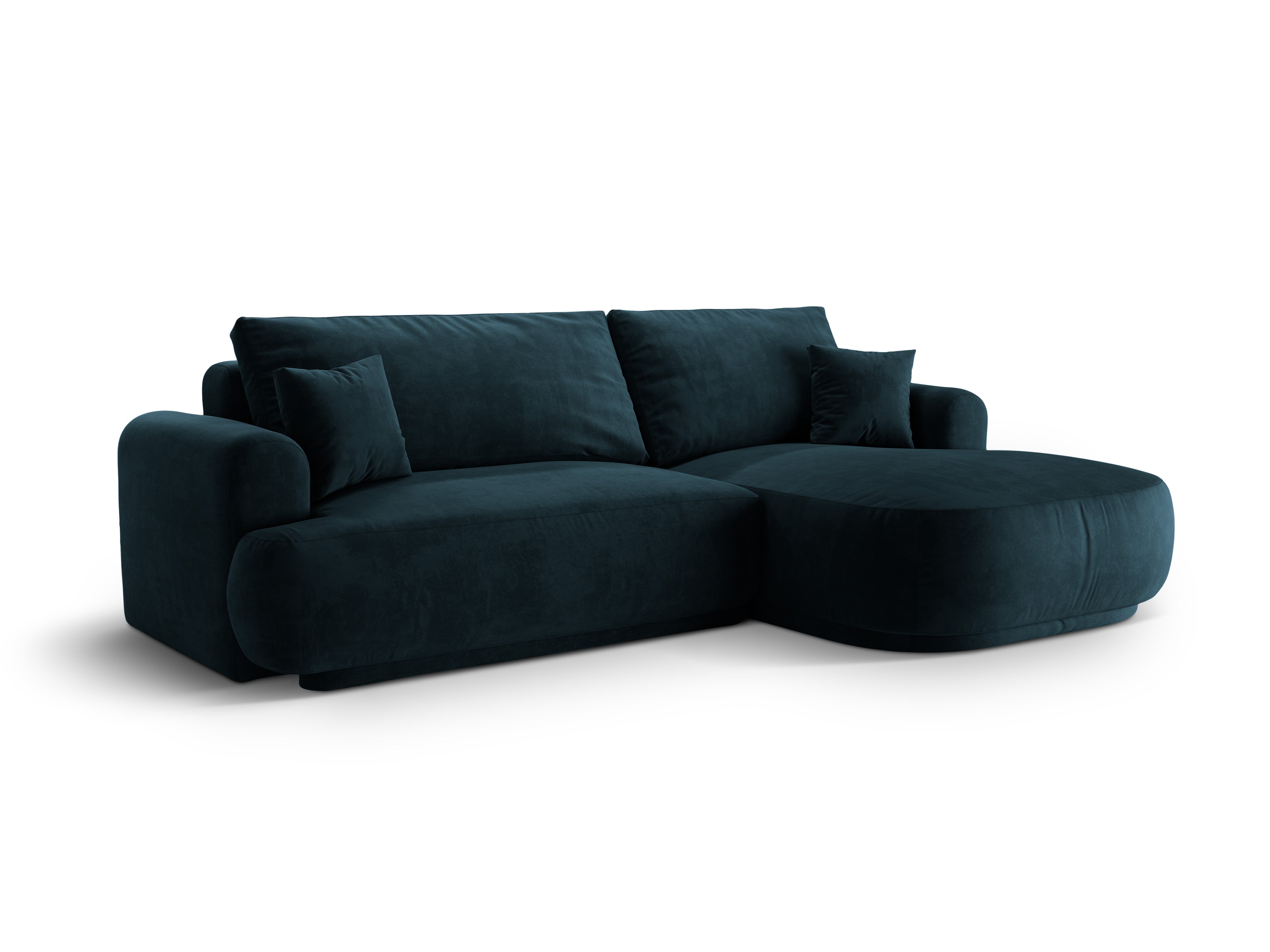 Velvet right -sided corner with sleeping function Ella Petrol navy blue
