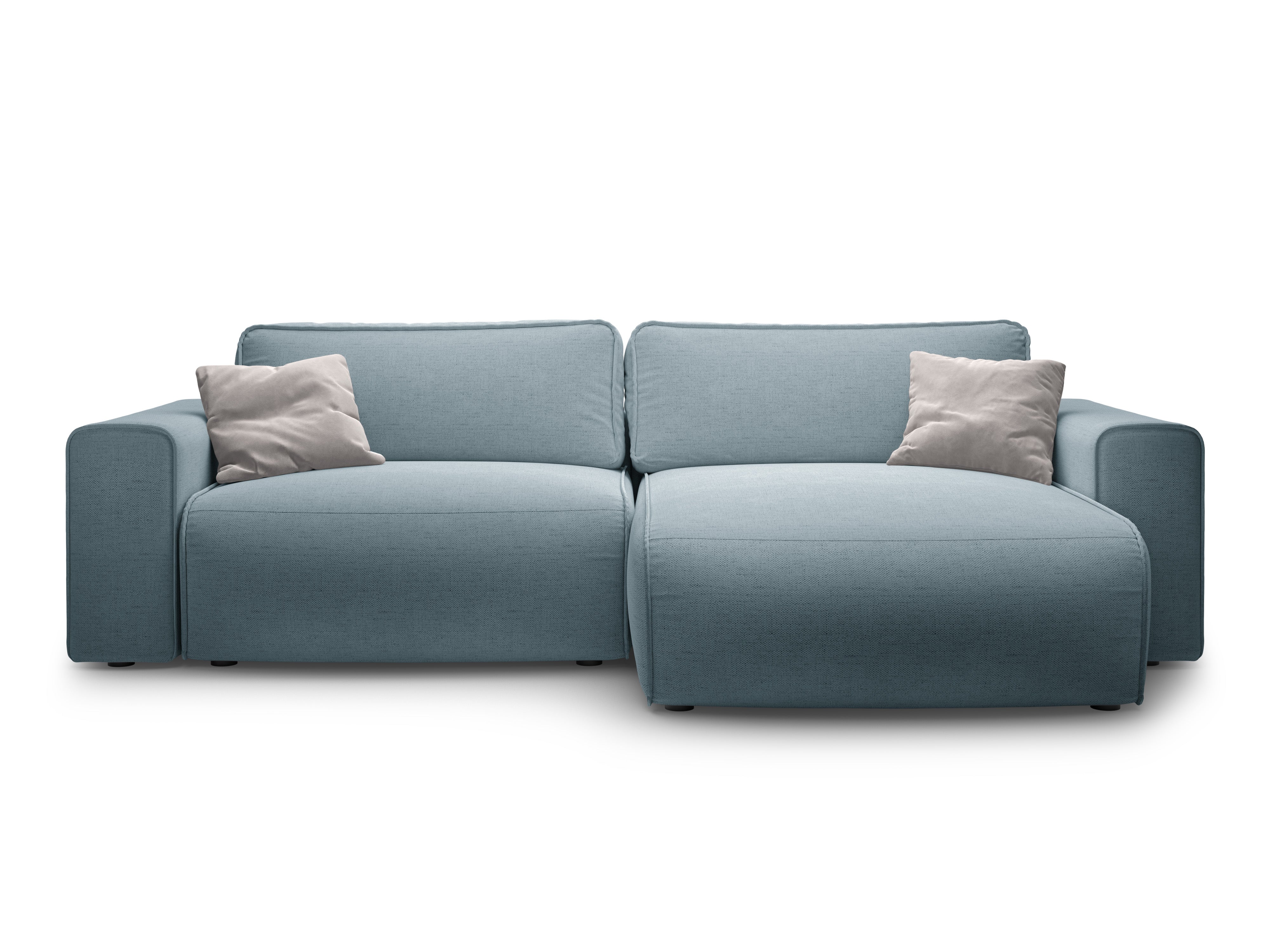 Right-facing 3-seater sofa bed VICTOR light blue chenille