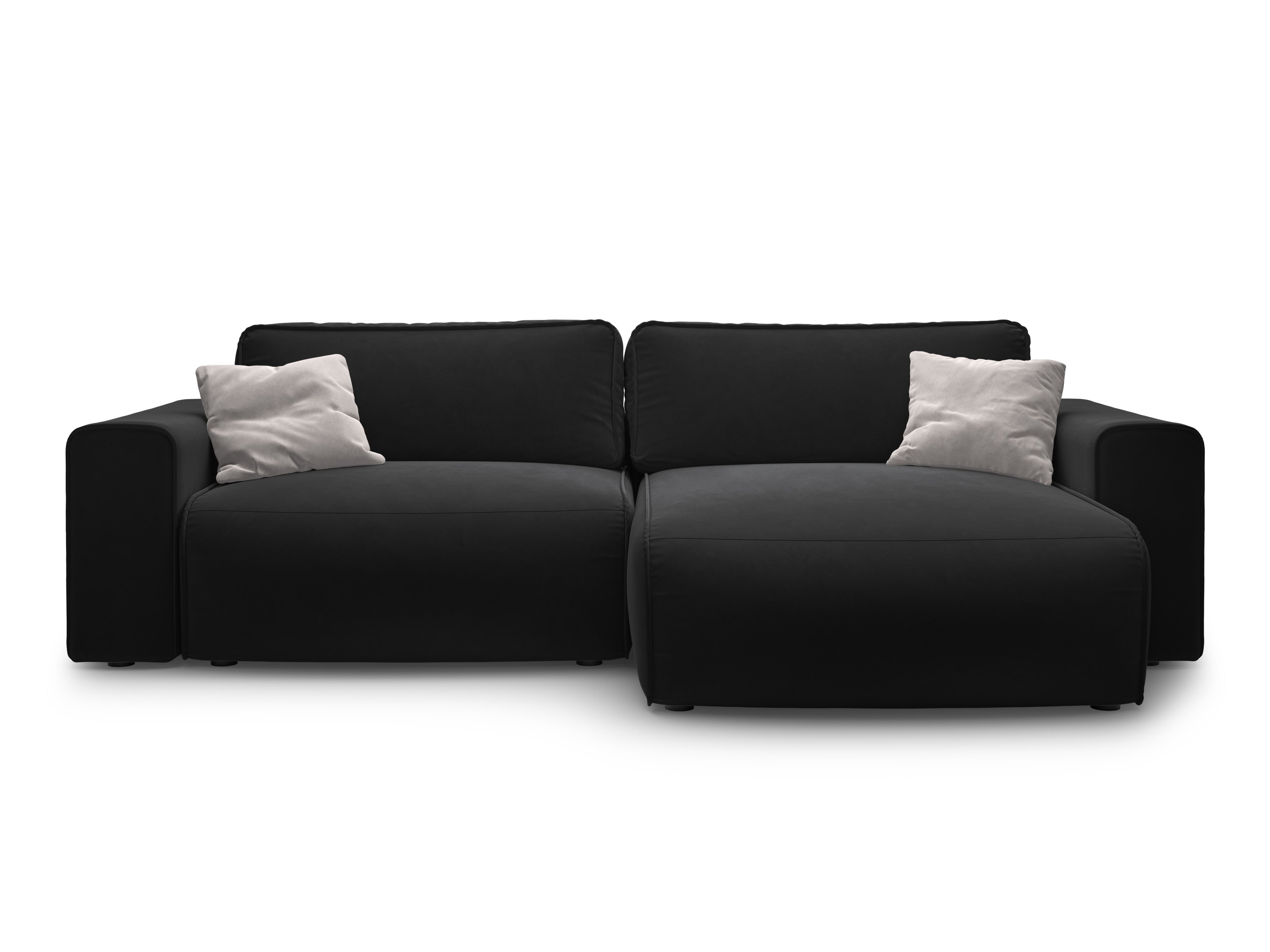 Right-facing velvet corner sofa for 3 people with sleeping function VICTOR black