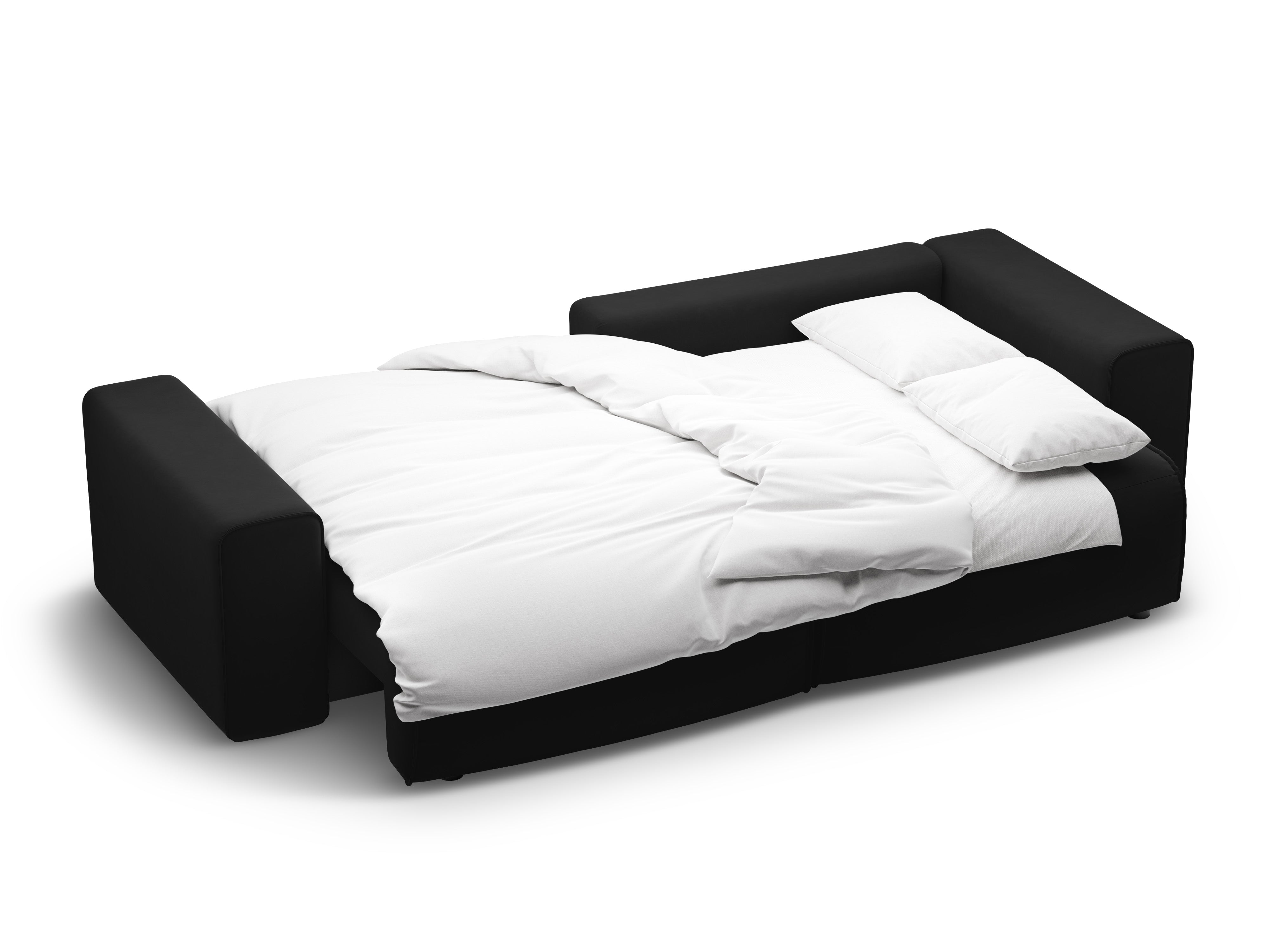 Right-facing velvet corner sofa for 3 people with sleeping function VICTOR black