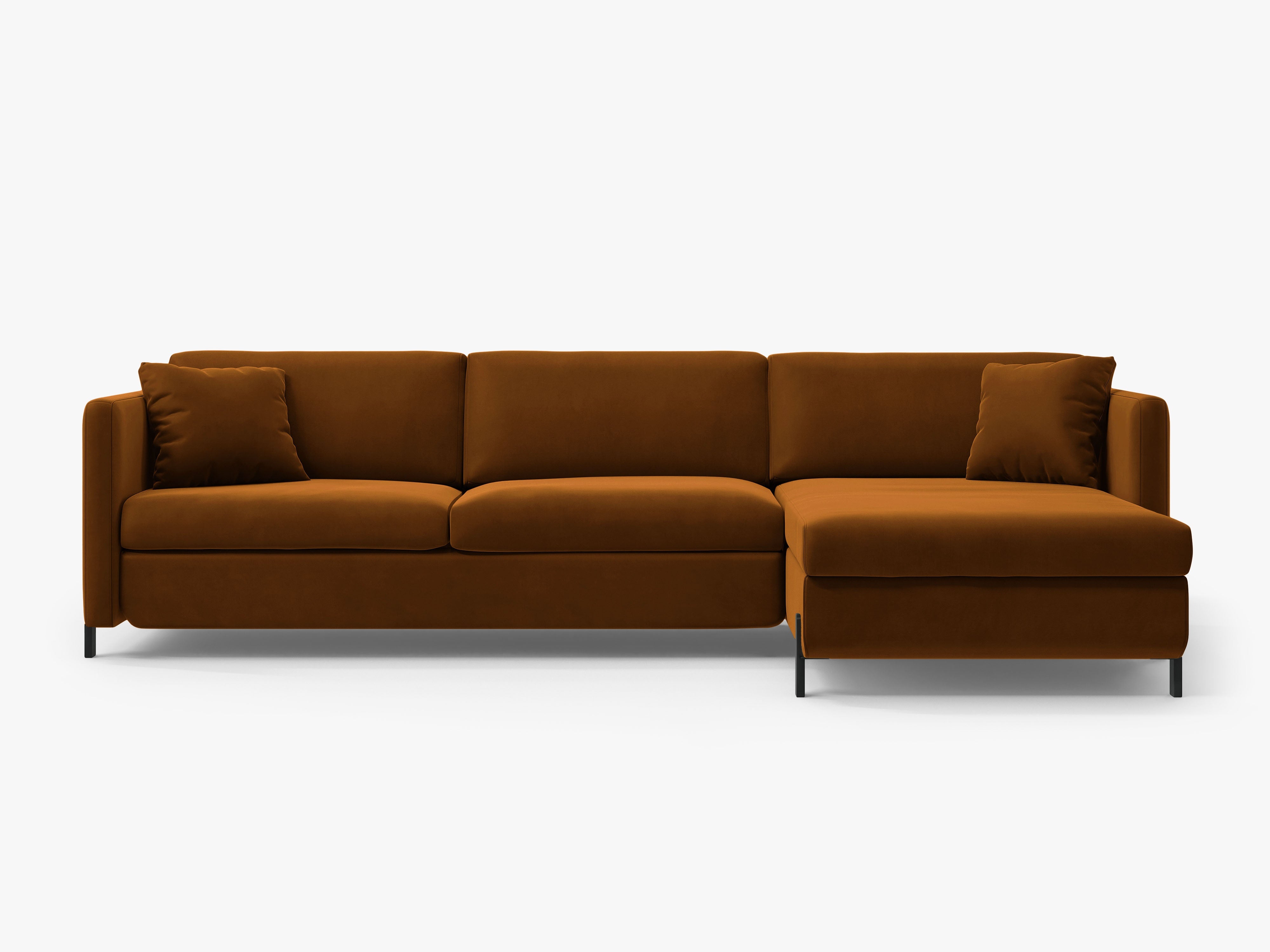 Velvet Right Corner Sofa with Bed Function, "Gloria", 4 Seats, Brown, 260x170x80
Made in Europe