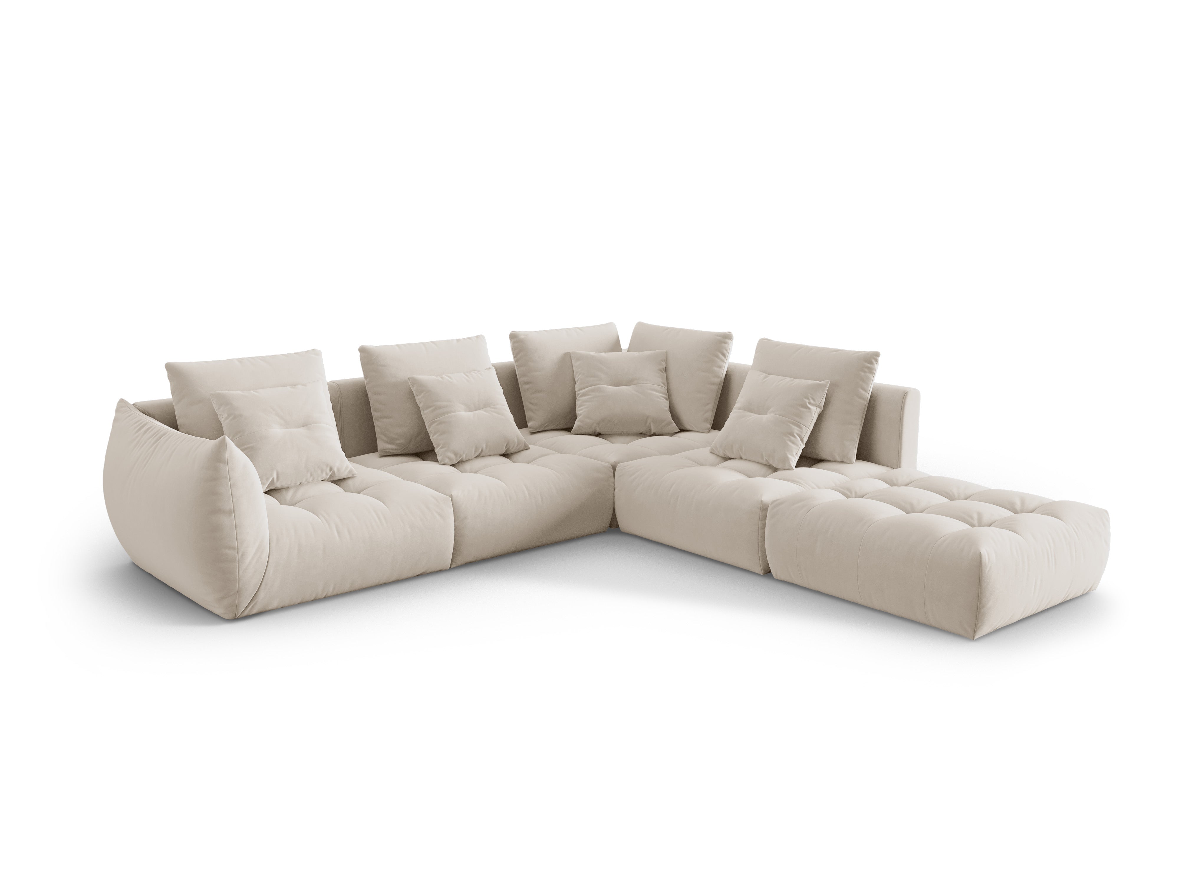 Velvet Modular Right Corner Sofa, "Bloom", 4 Sitze, Ecru, 316x310x95
In Europa gemacht