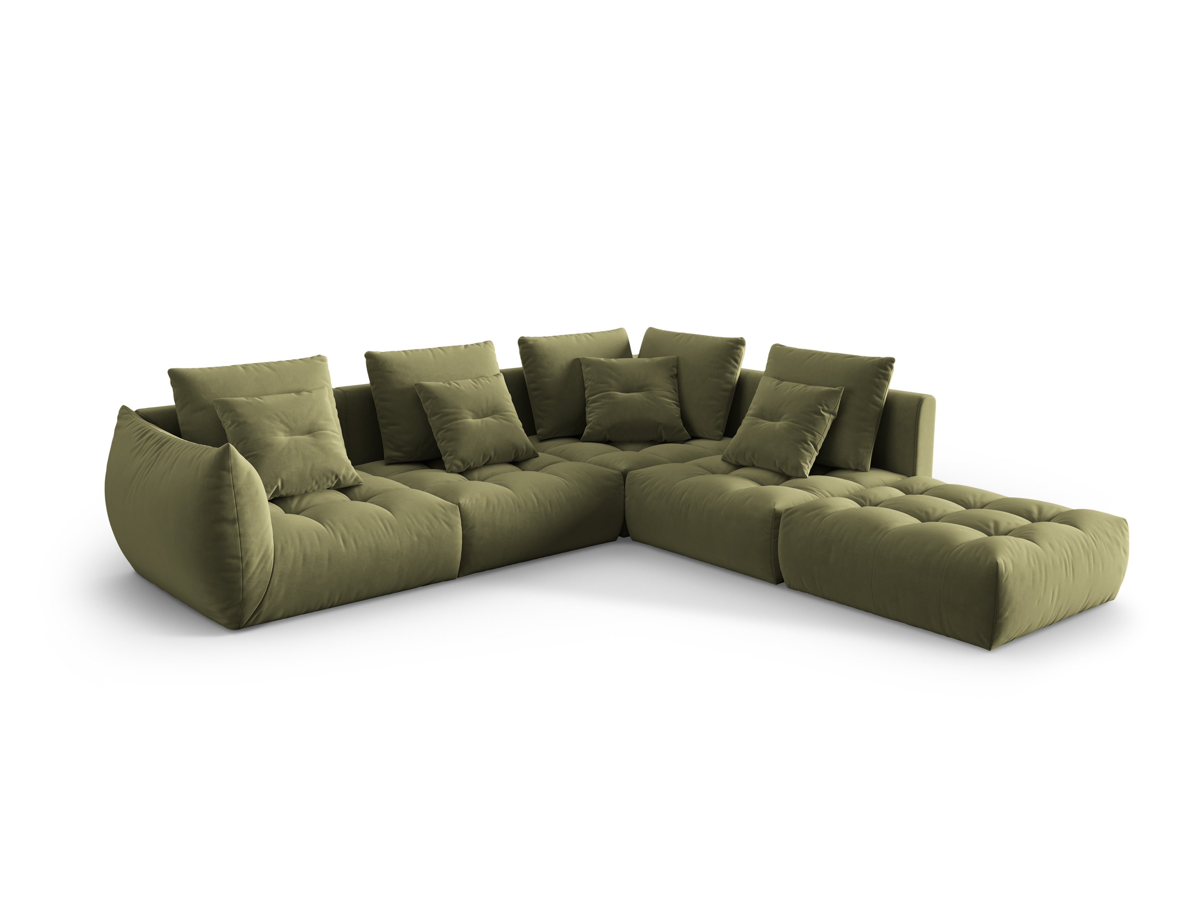 Velvet Modular Right Corner Sofa, "Bloom", 4 Seats, Light Green, 316x310x95
Made in Europe