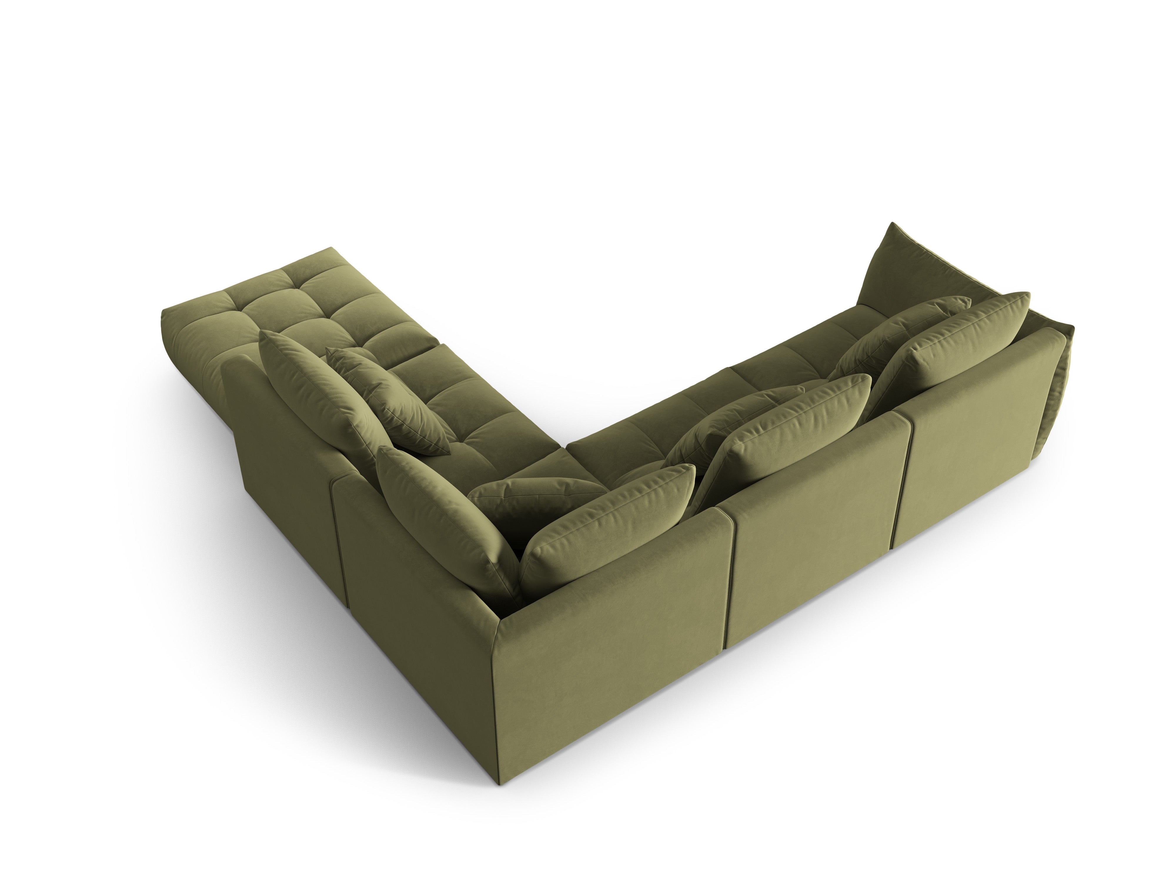 Velvet Modular Right Corner Sofa, "Bloom", 4 Seats, Light Green, 316x310x95
Made in Europe