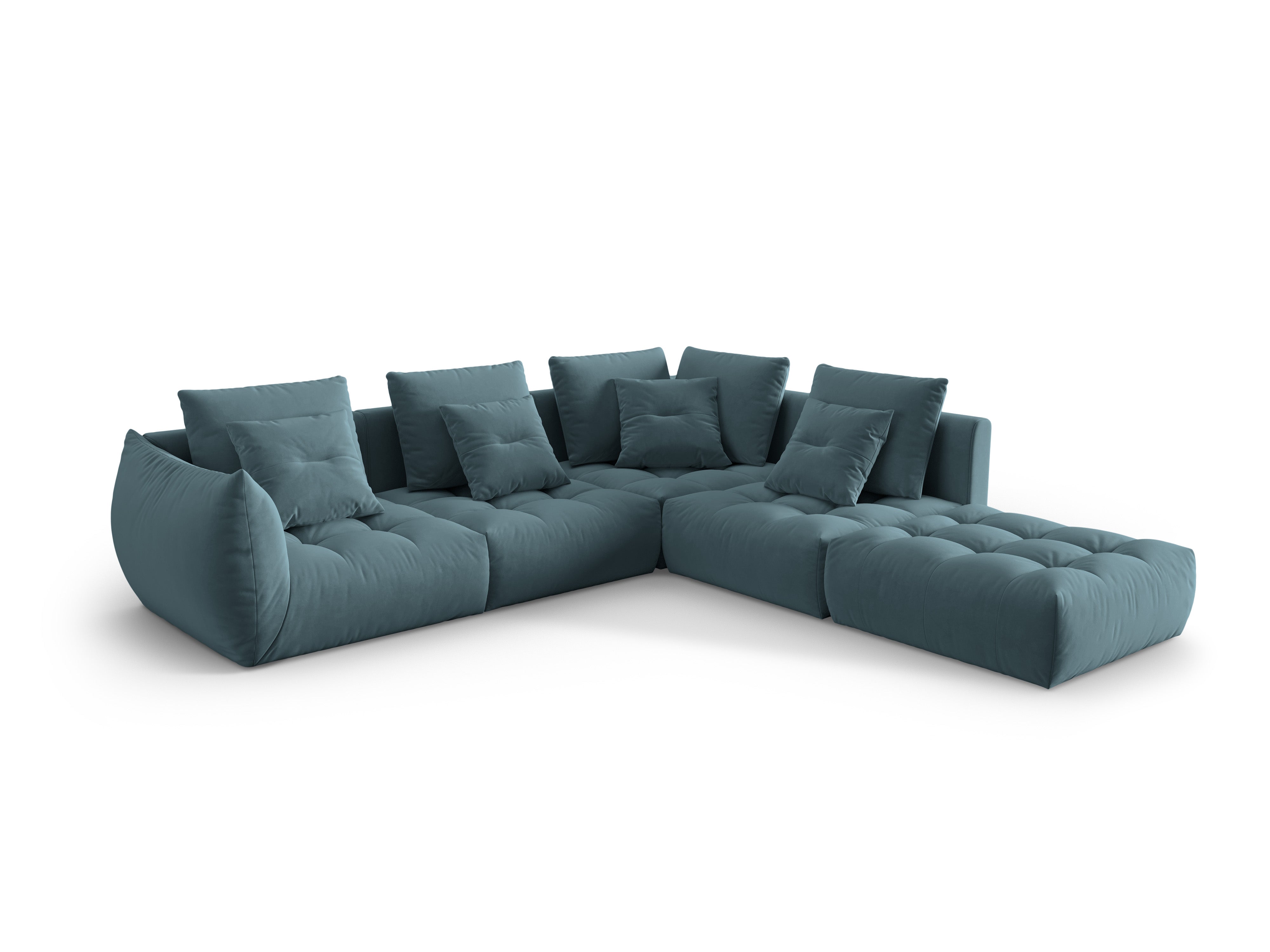 Velvet Modular Right Corner Sofa, "Bloom", 4 Seats, Pastel Blue, 316x310x95
Made in Europe