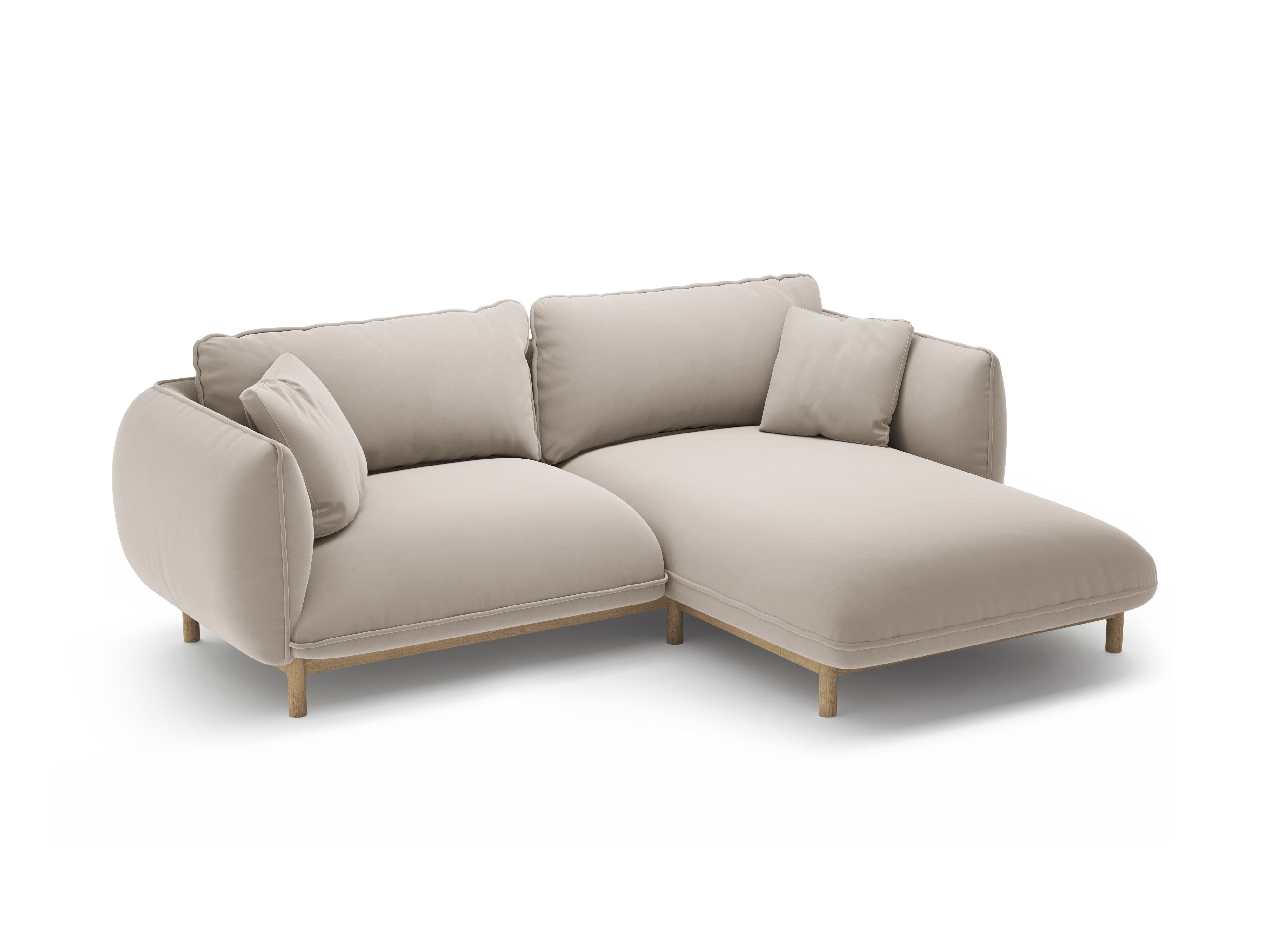 Right-facing velvet corner sofa ADA light beige