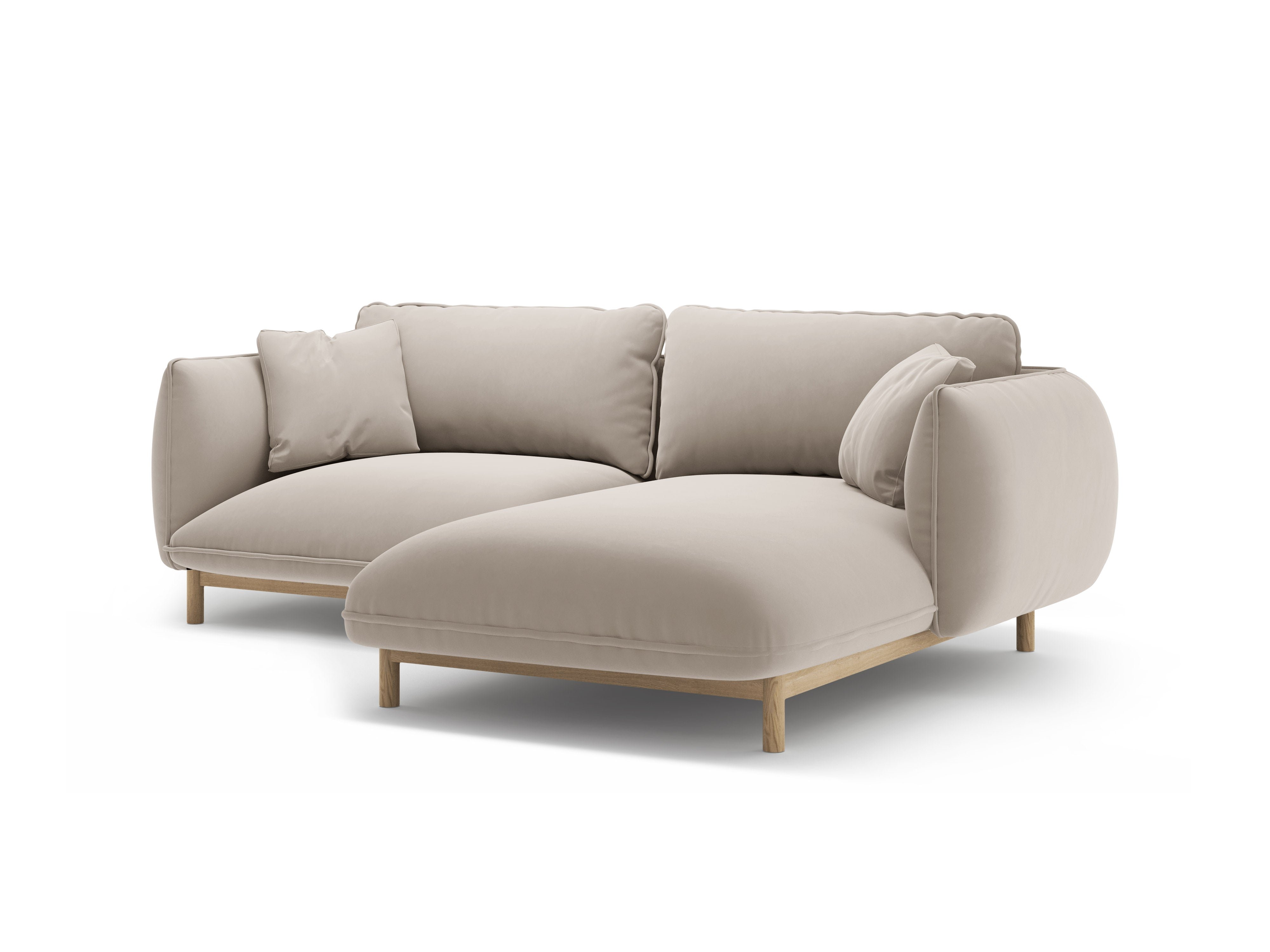 Right-facing velvet corner sofa ADA light beige