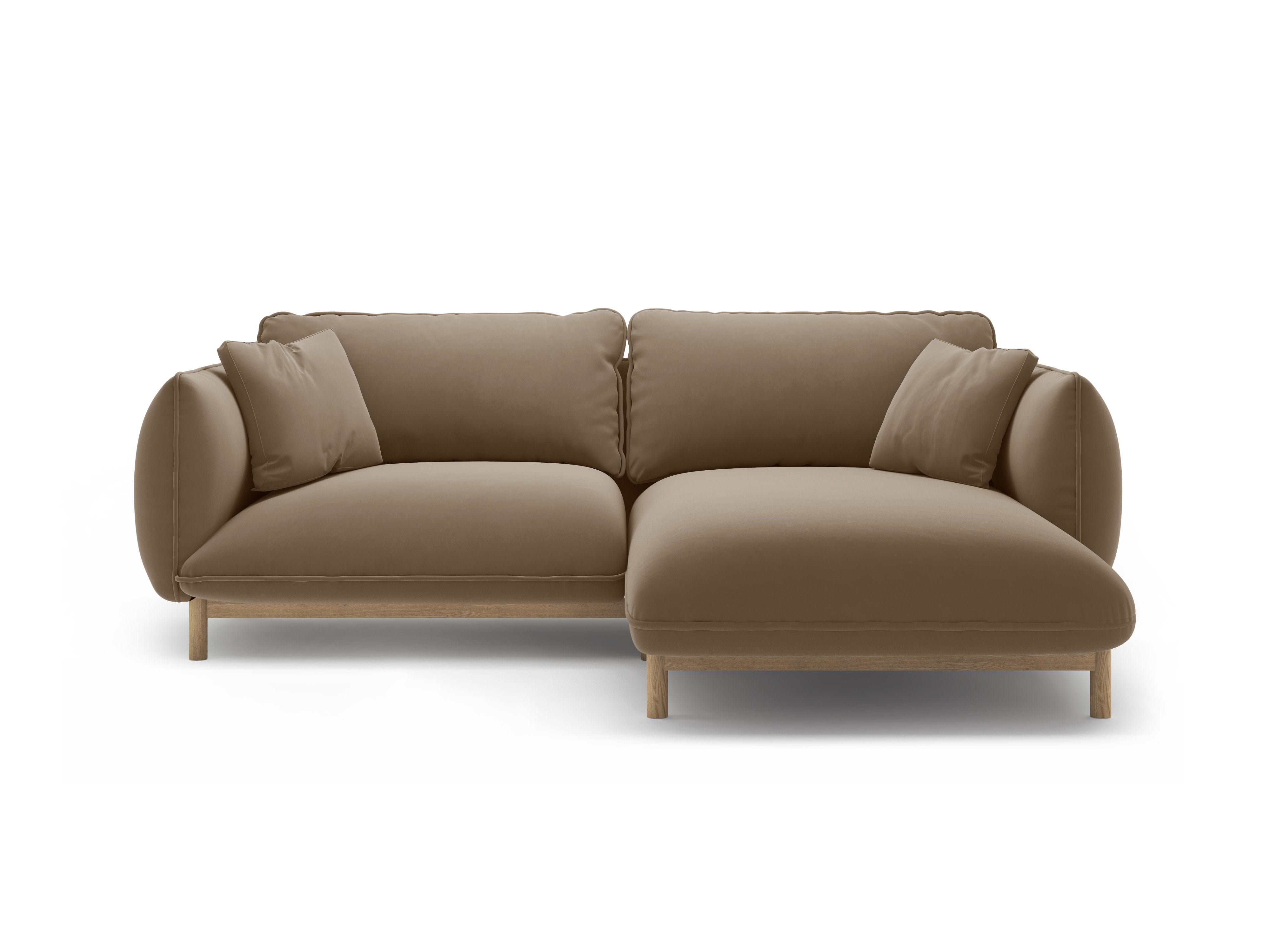 Right-facing velvet corner sofa ADA light brown