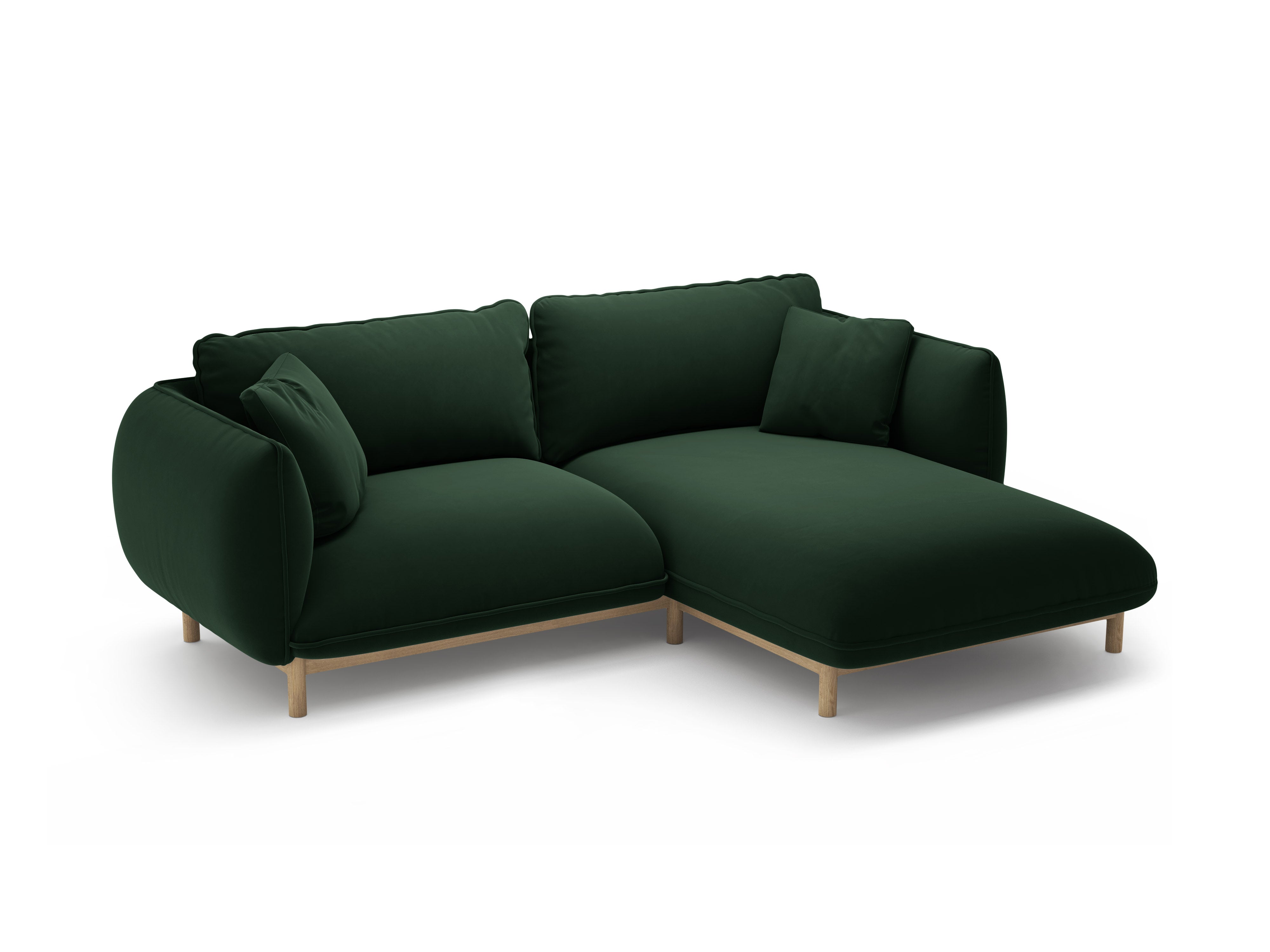 Velvet corner sofa ADA right-facing bottle green