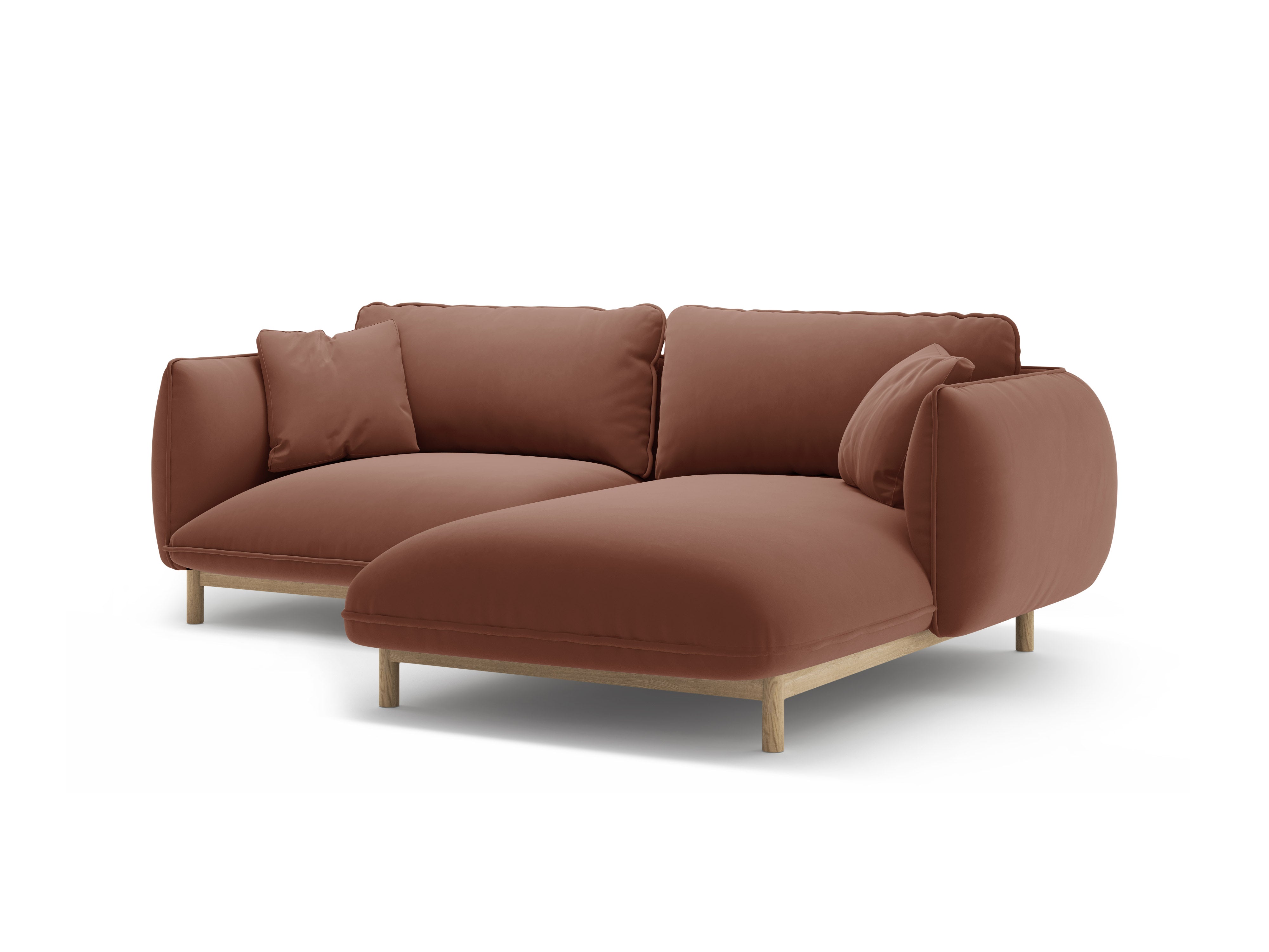 Right-facing velvet corner sofa ADA cuoio