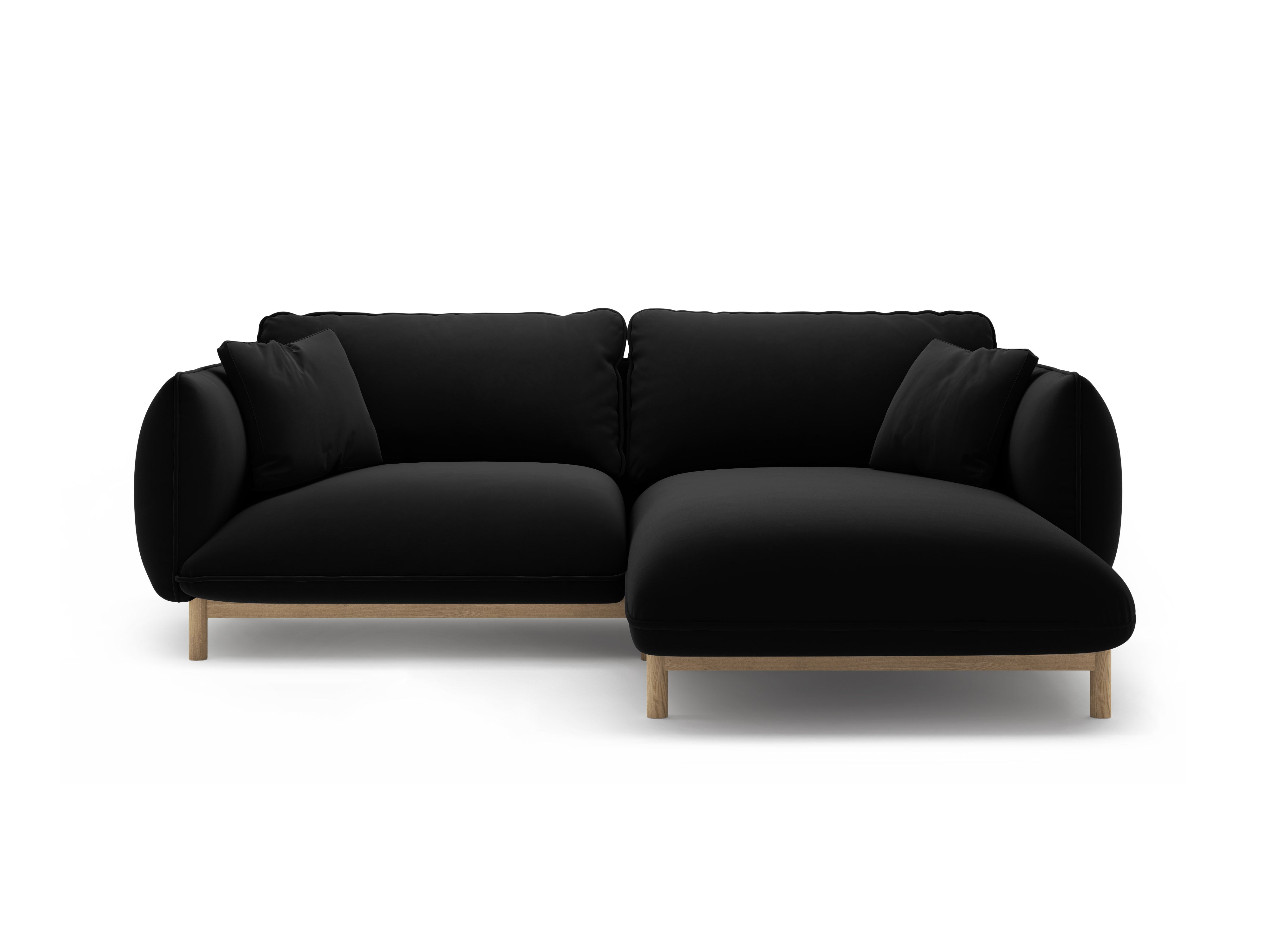 Black right-facing velvet corner sofa ADA