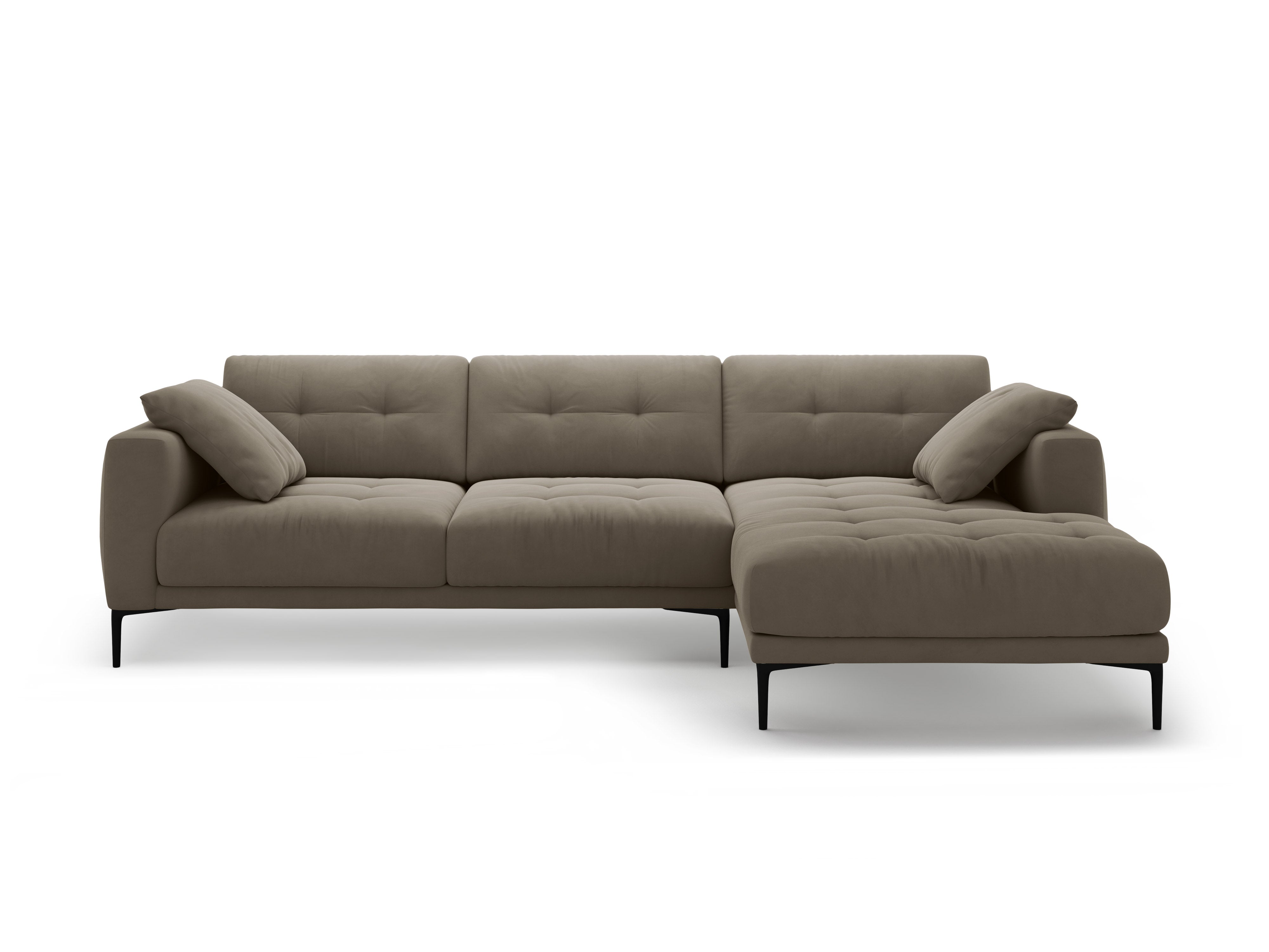 Right-facing velvet corner sofa BEMY gray-brown