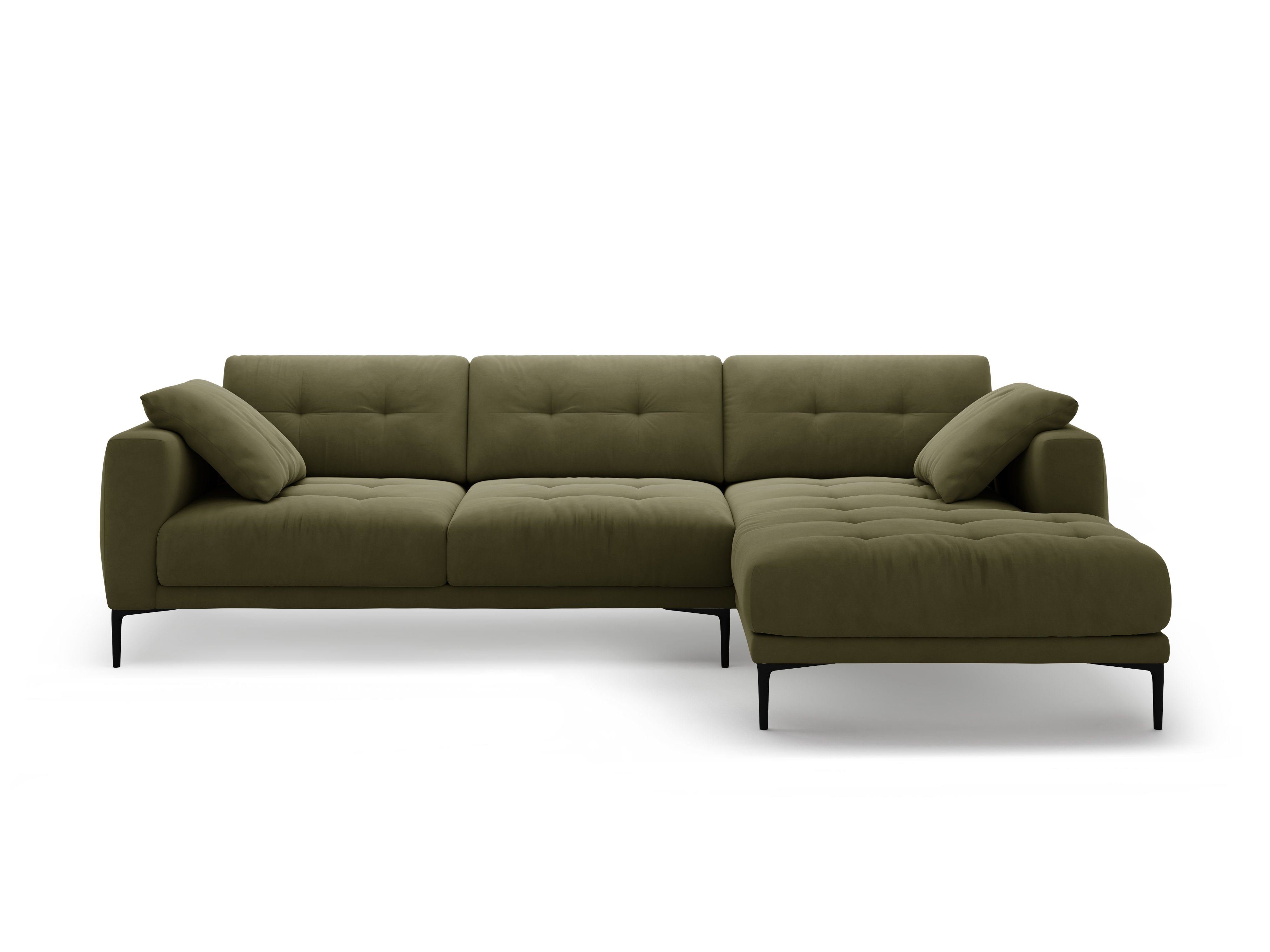 Right-facing velvet corner sofa BEMY green