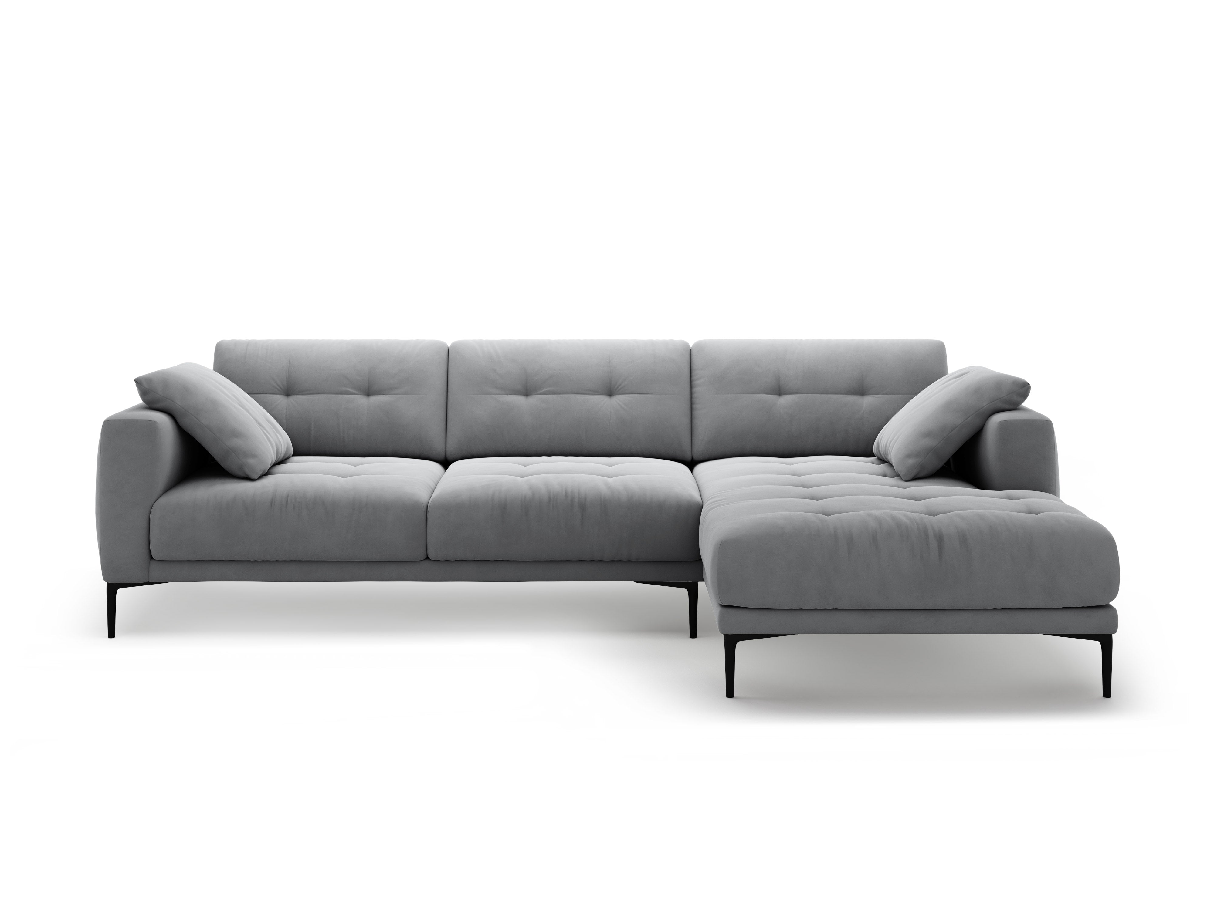 Right-facing velvet corner sofa BEMY gray