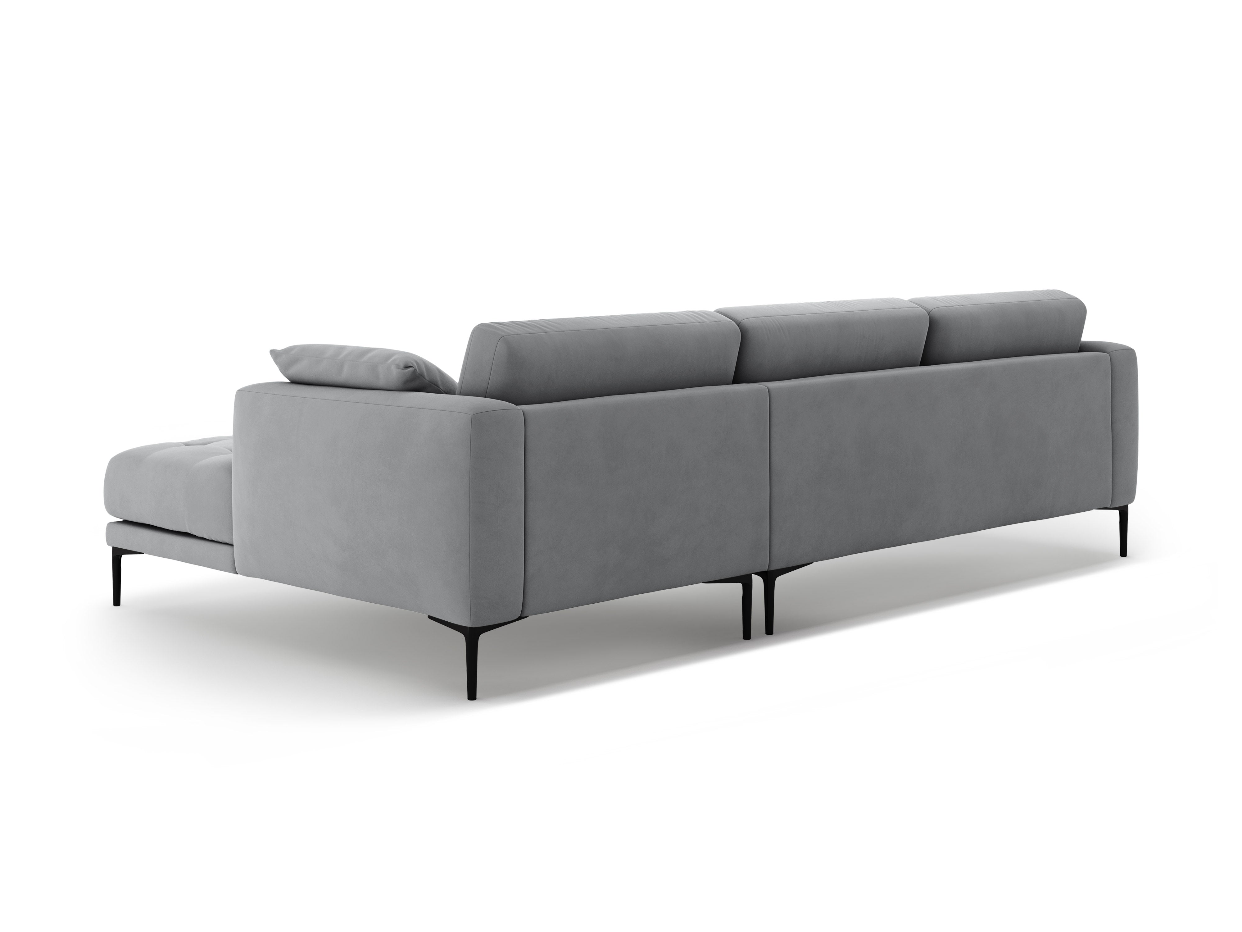 Right-facing velvet corner sofa BEMY gray
