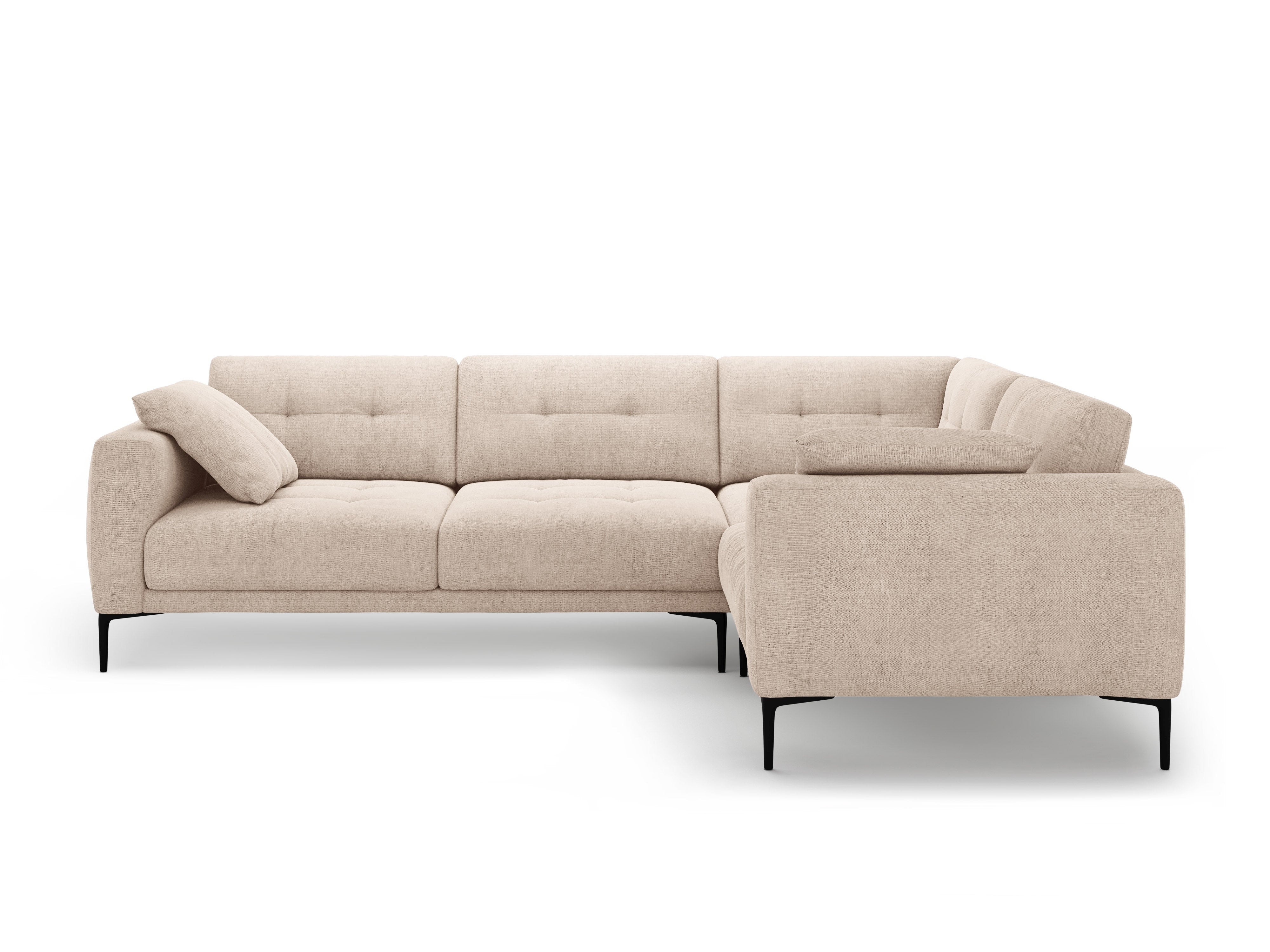 Right-facing L-shaped corner sofa BEMY in sandy chenille