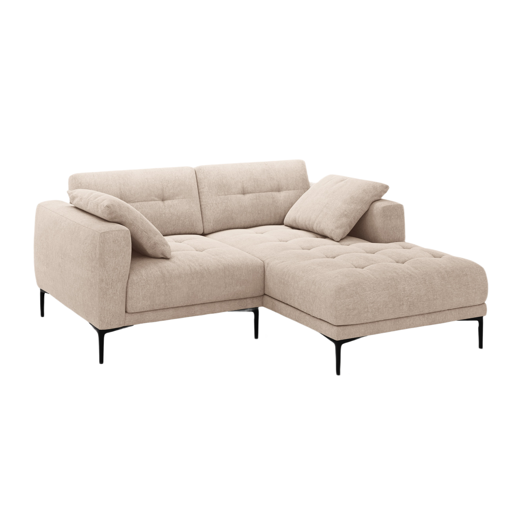 Right-facing corner sofa BEMY sandy chenille