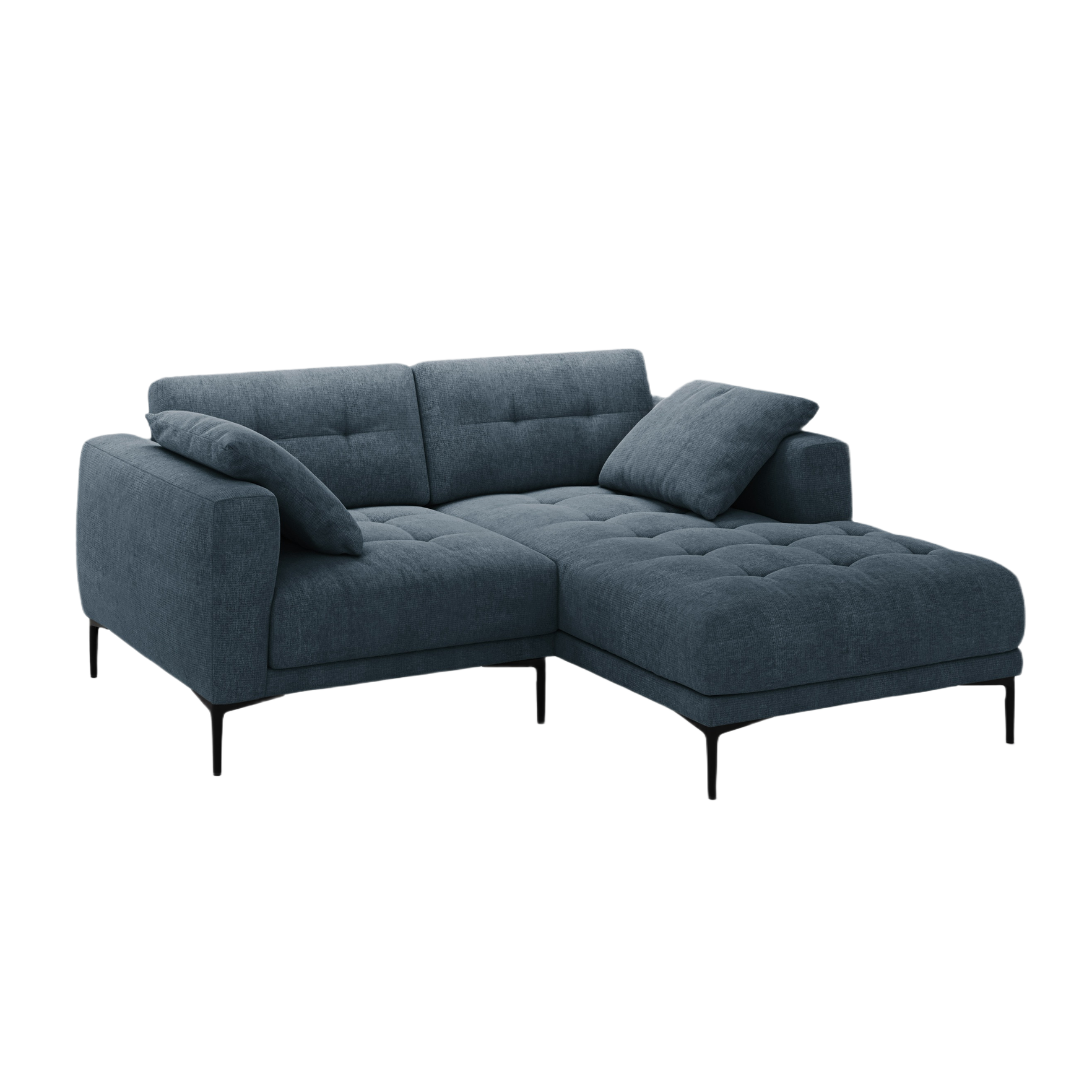 Right-facing corner sofa BEMY dark blue chenille