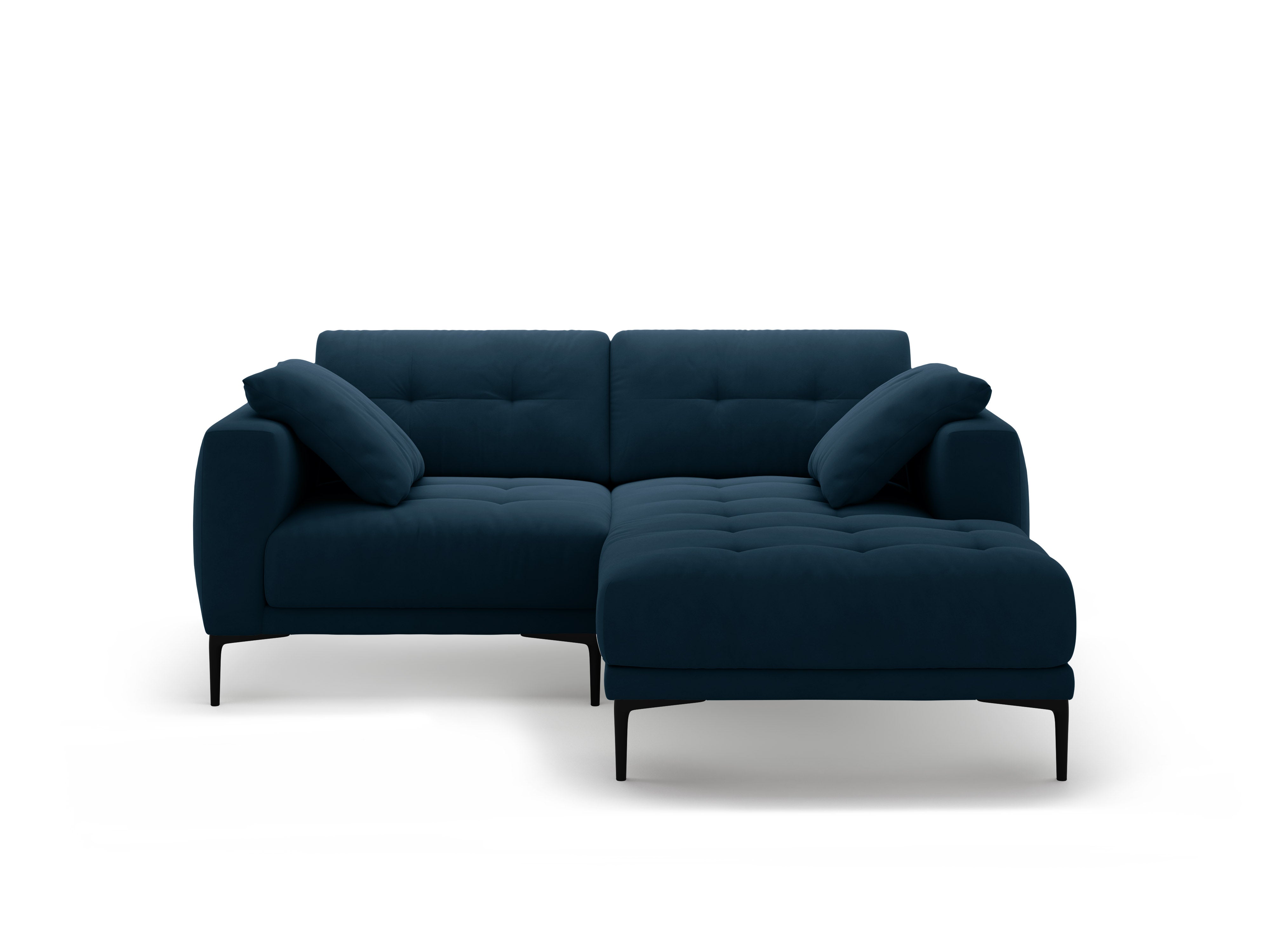 Right-facing velvet corner sofa BEMY royal blue